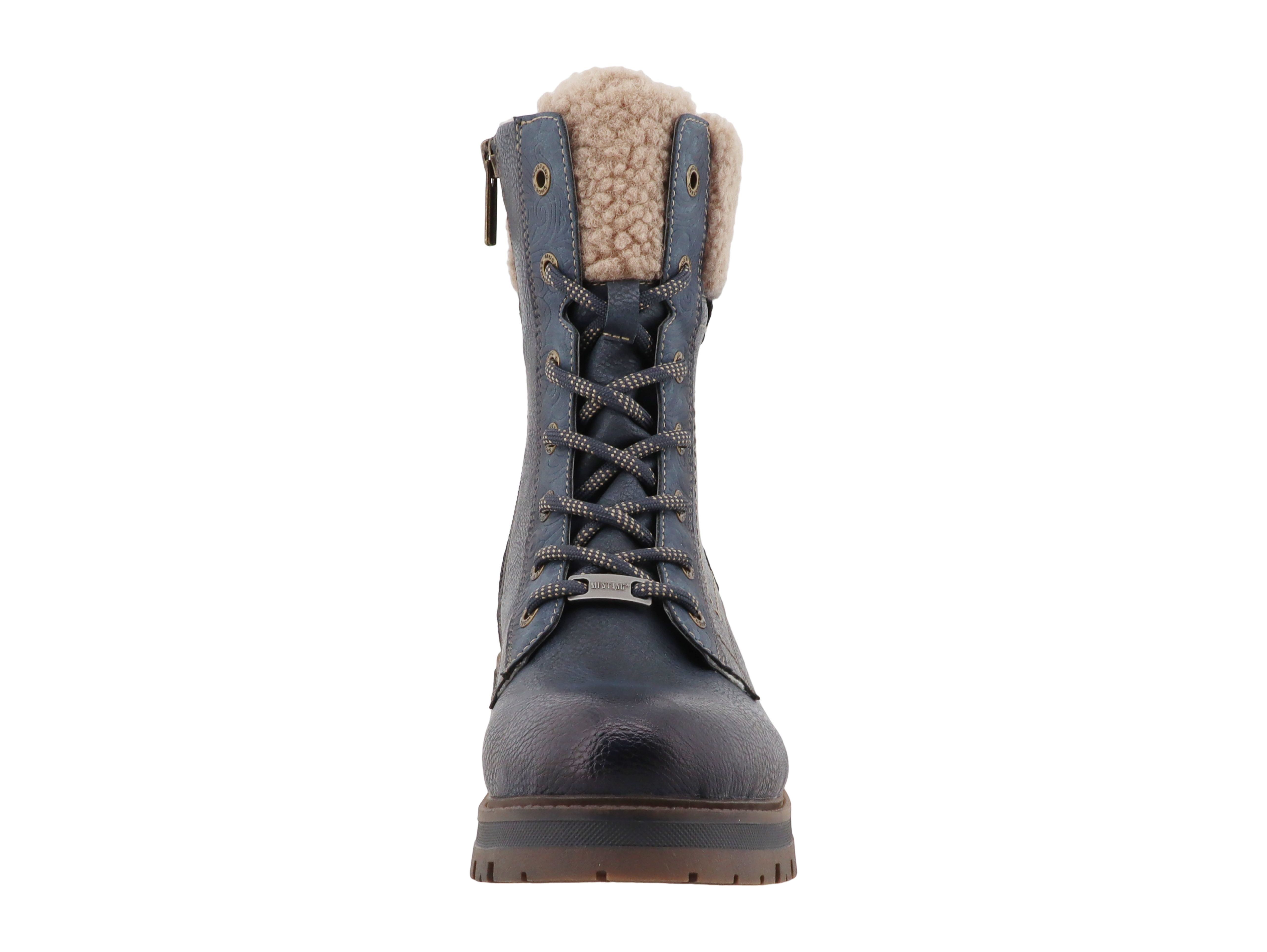 Mustang Shoes Stiefel Winterboots Blockabsatz, Schnürboots mit Warmfutter-Krangen – Bild 3 von 4