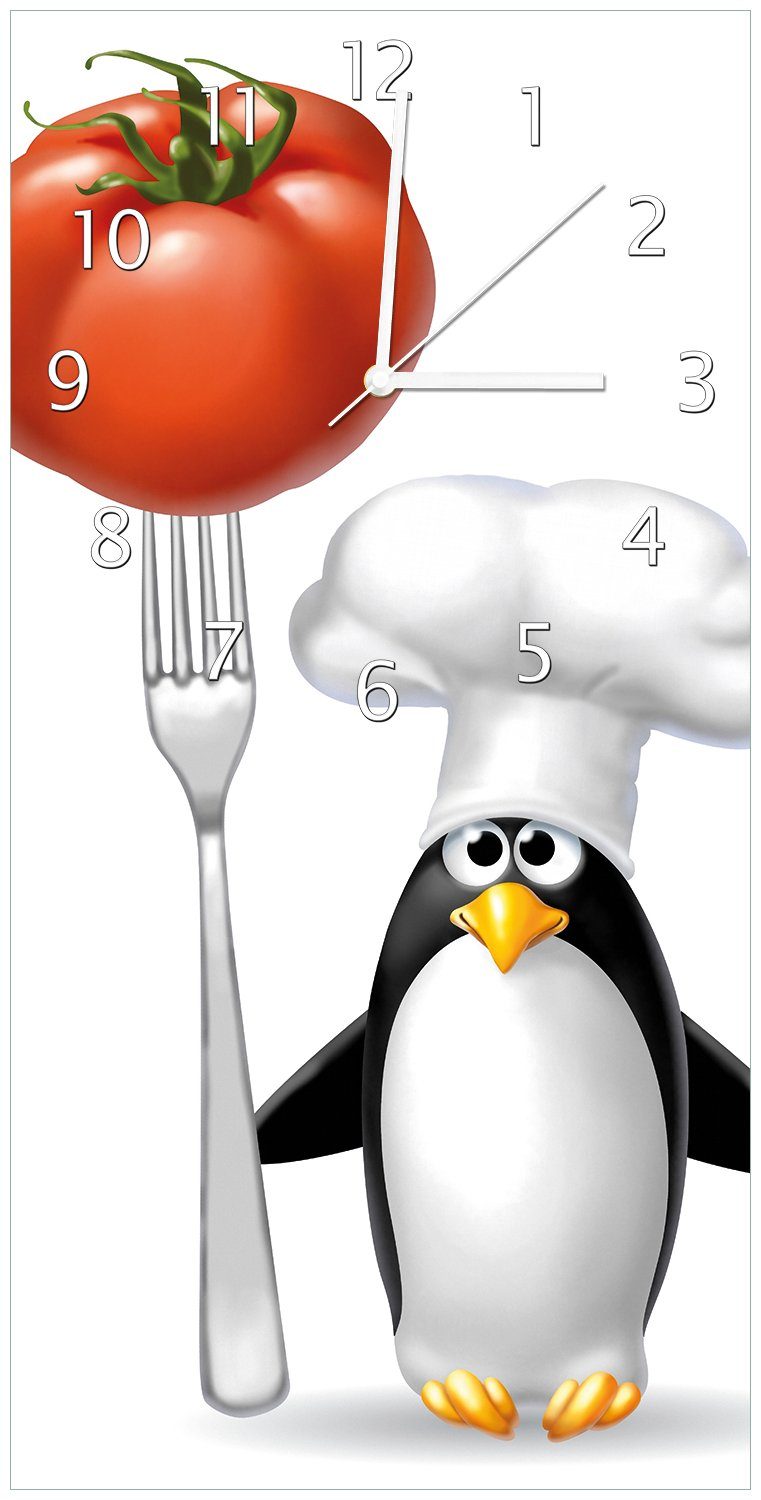 Acryl) Koch Pinguin (Uhr Wallario Wanduhr aus