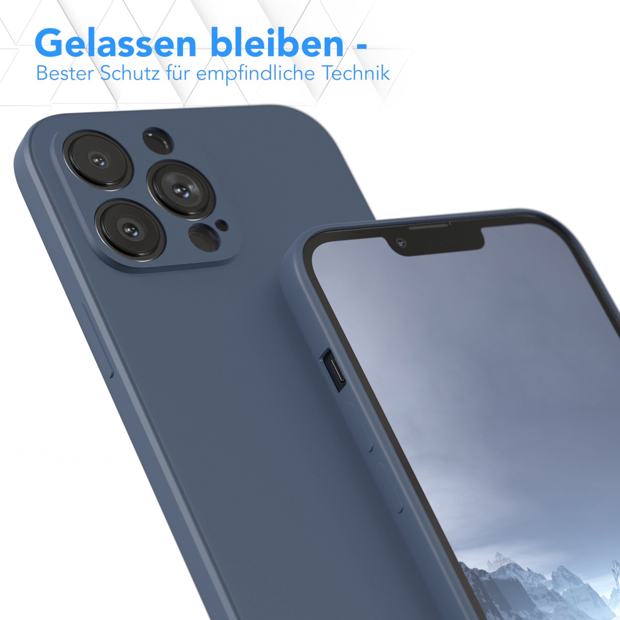 EAZY CASE Handyhülle für Apple iPhone 13 Pro Max Hülle Silikon 6,7 Zoll, Handy Softcase mattierte Silikonhülle Back Cover Soft Blau / Petrol – Bild 4 von 5