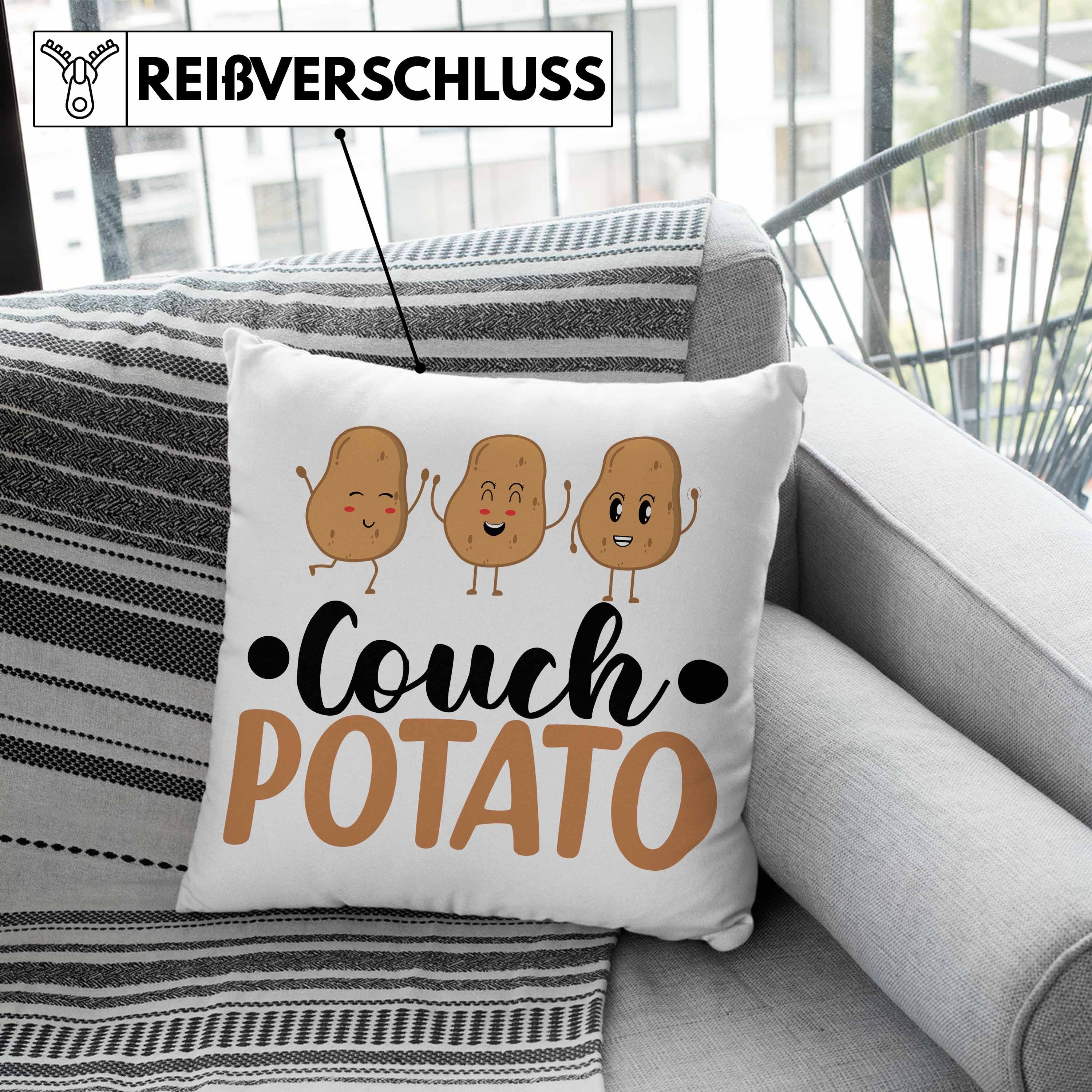 Dekokissen Faule Chiller Sofa Faulpelz Kissen Couch Trendation Füllung - mit Spruch 40x40 für Geschenkidee Rosa Geschenk Potato Trendation Lustiger Dekokissen für