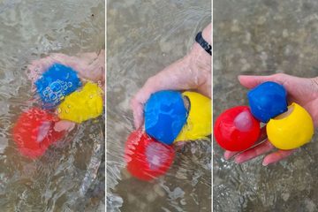alldoro Wasserbombe 63038, Water Splash, wiederverwendbar, 3er Set in rot, gelb und blau