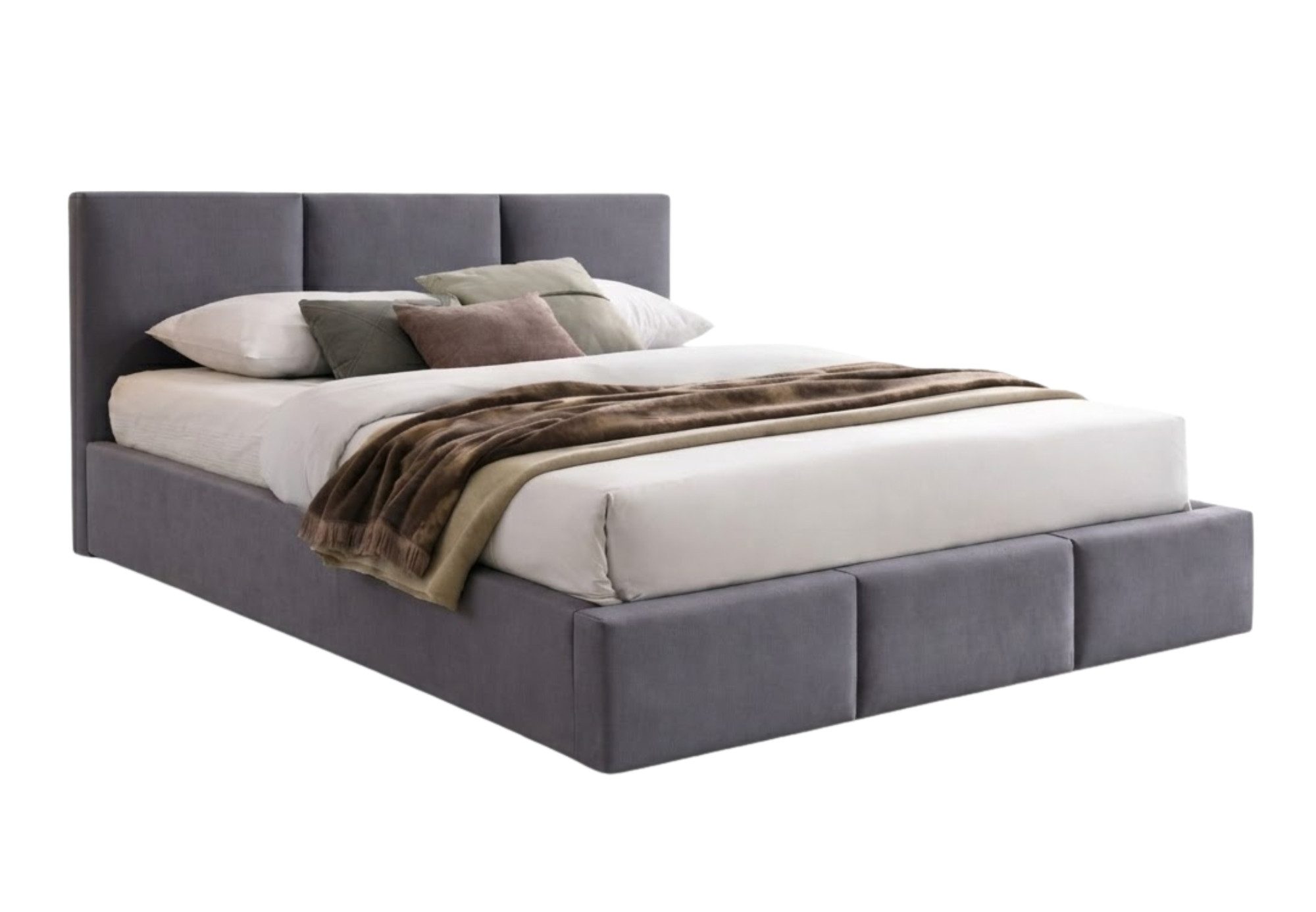 Home Collective Polsterbett Bett 140x200/160x200 Doppelbett Bettgestell mit Lattenrost & Stauraum, mit Stauraum mit Bettkasten 140x200 cm in grau samt