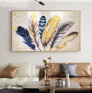 TPFLiving Kunstdruck (OHNE RAHMEN) Poster - Leinwand - Wandbild, Abstrakte bunte Federn - (Leinwand Wohnzimmer, Leinwand Bilder, Kunstdruck), Leinwandbild bunt - Größe 20x30cm