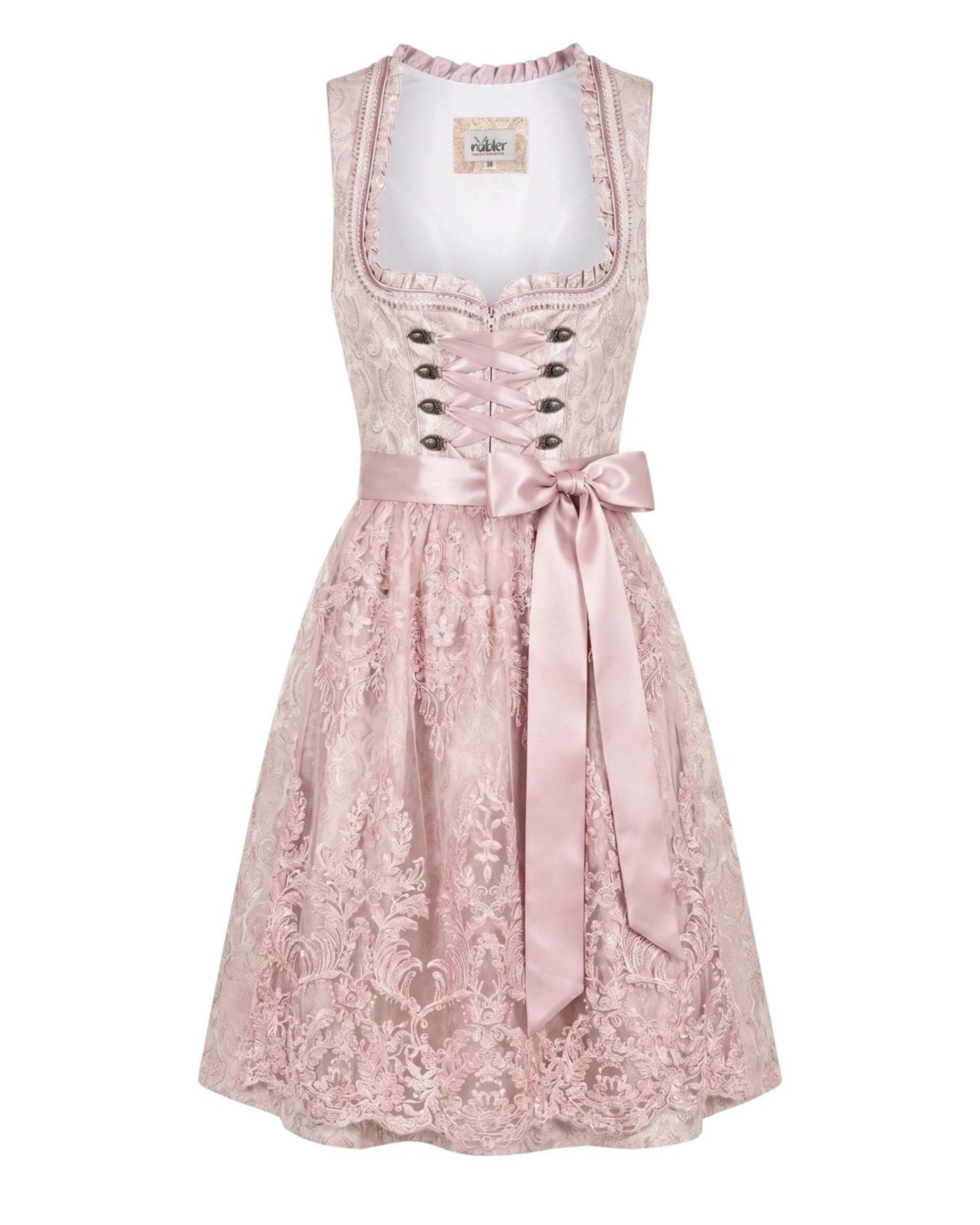 Nübler Dirndl Minidirndl Karoline in Taupe - Rocklänge 60 cm