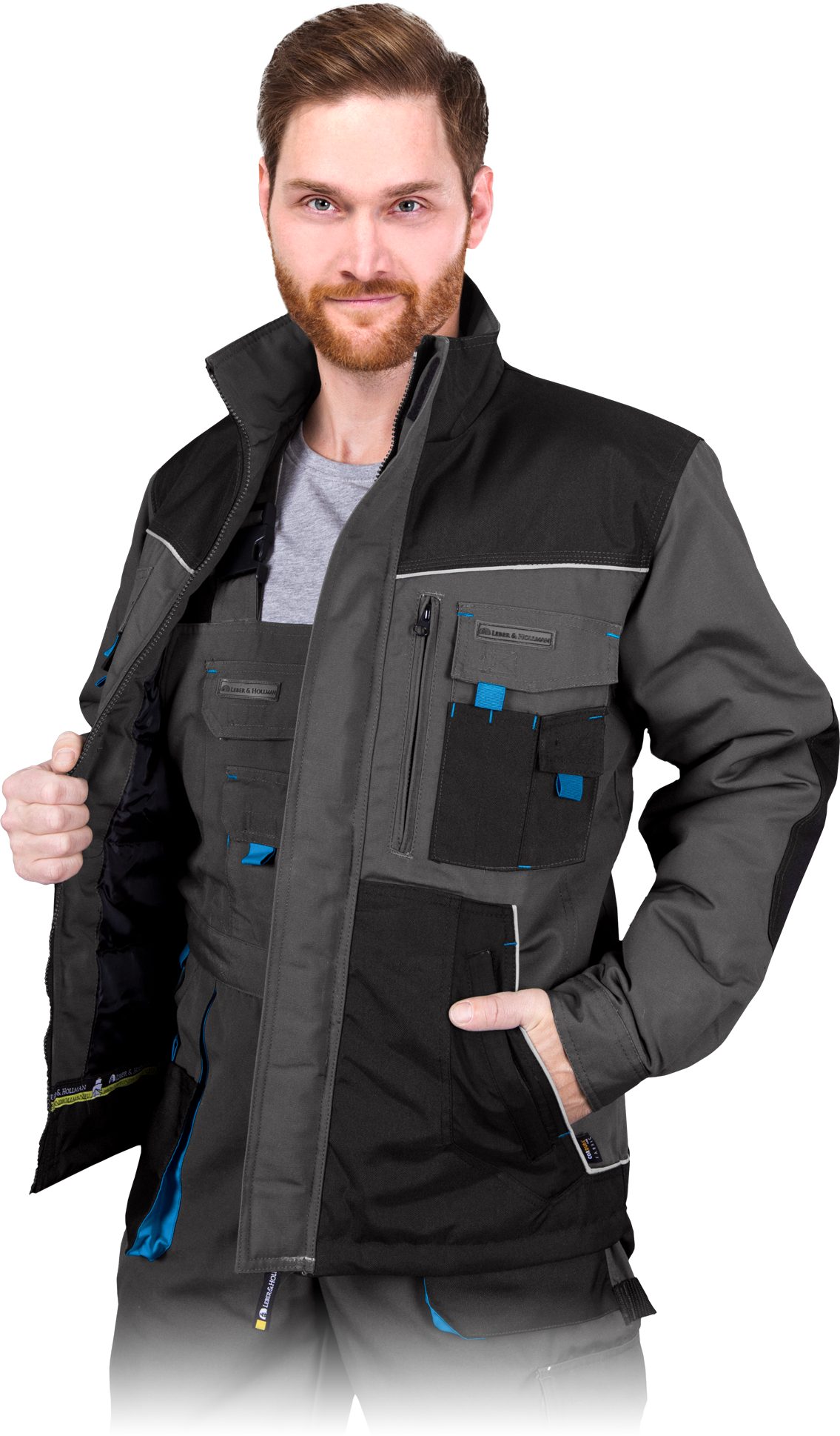 LEBER & HOLLMANN Arbeitsjacke Leber&Hollman Arbeit Winterjacke Beruf Herrenjacke Warm Gefüttert