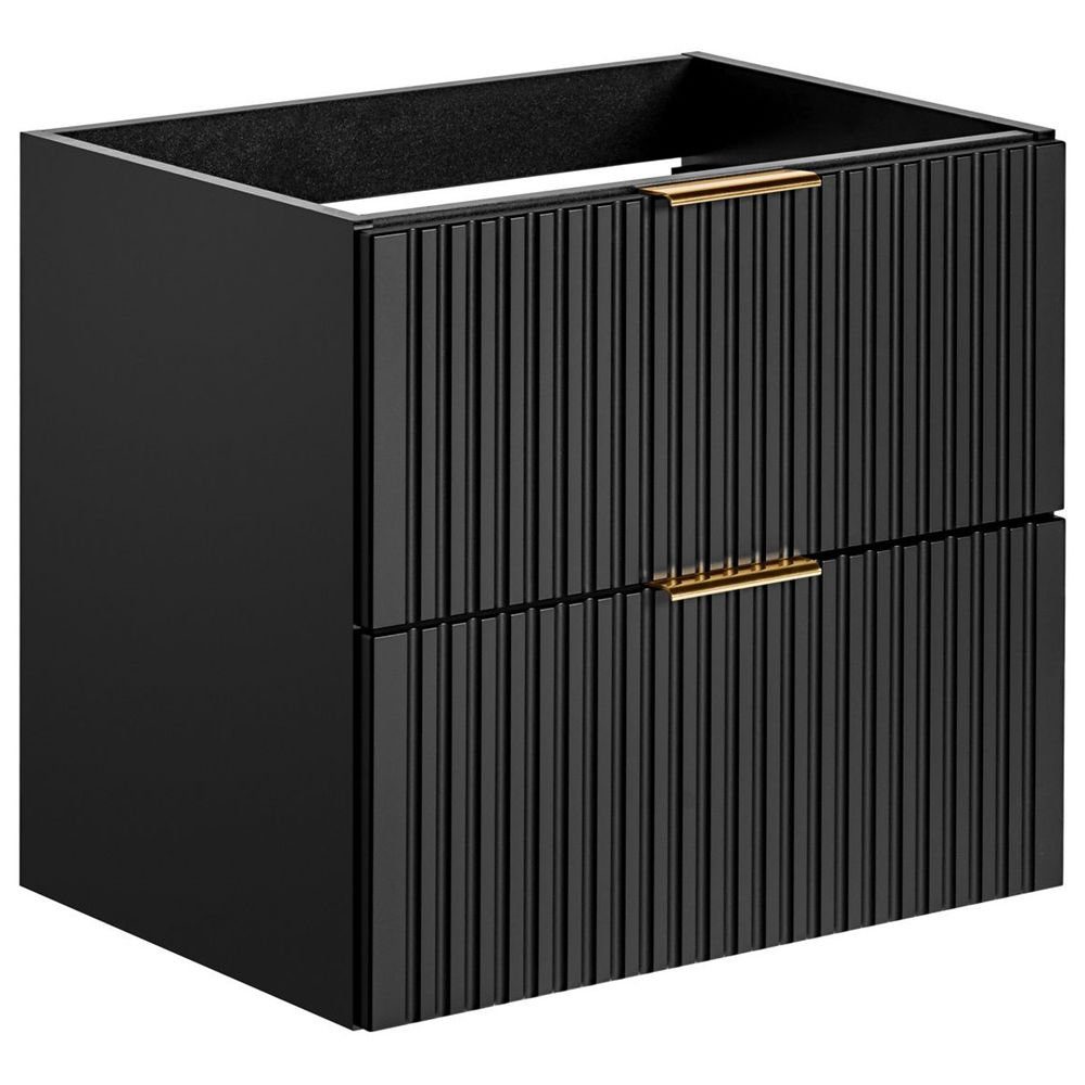 Lomadox Waschbeckenschrank ADELAIDE-56-BLACK schwarz mit gerilllter Front 60/57/46 cm – Bild 3 von 5