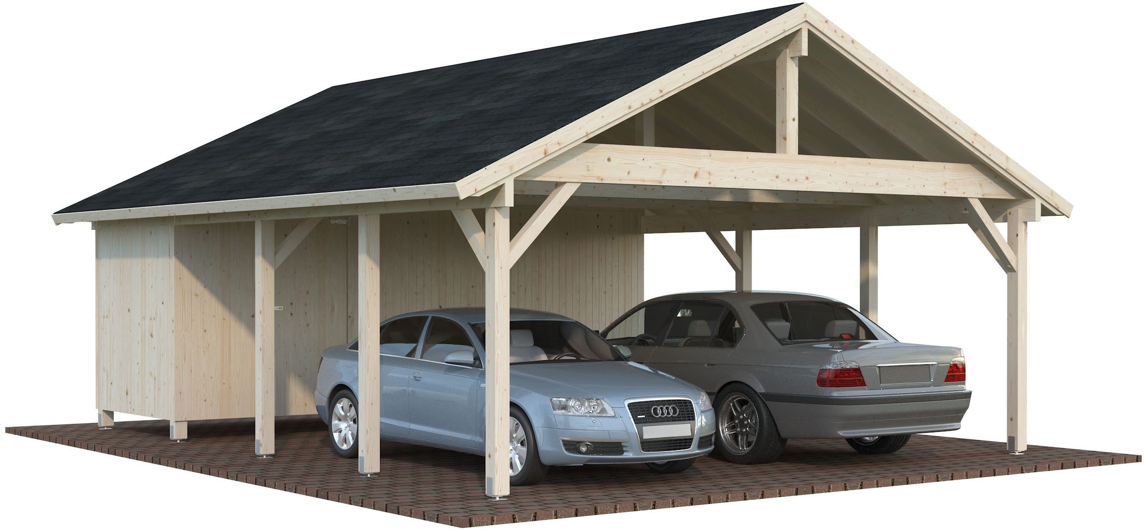 Palmako Doppelcarport Robert mit Geräteraum, BxT: 640x764 cm, 199 cm Einfahrtshöhe