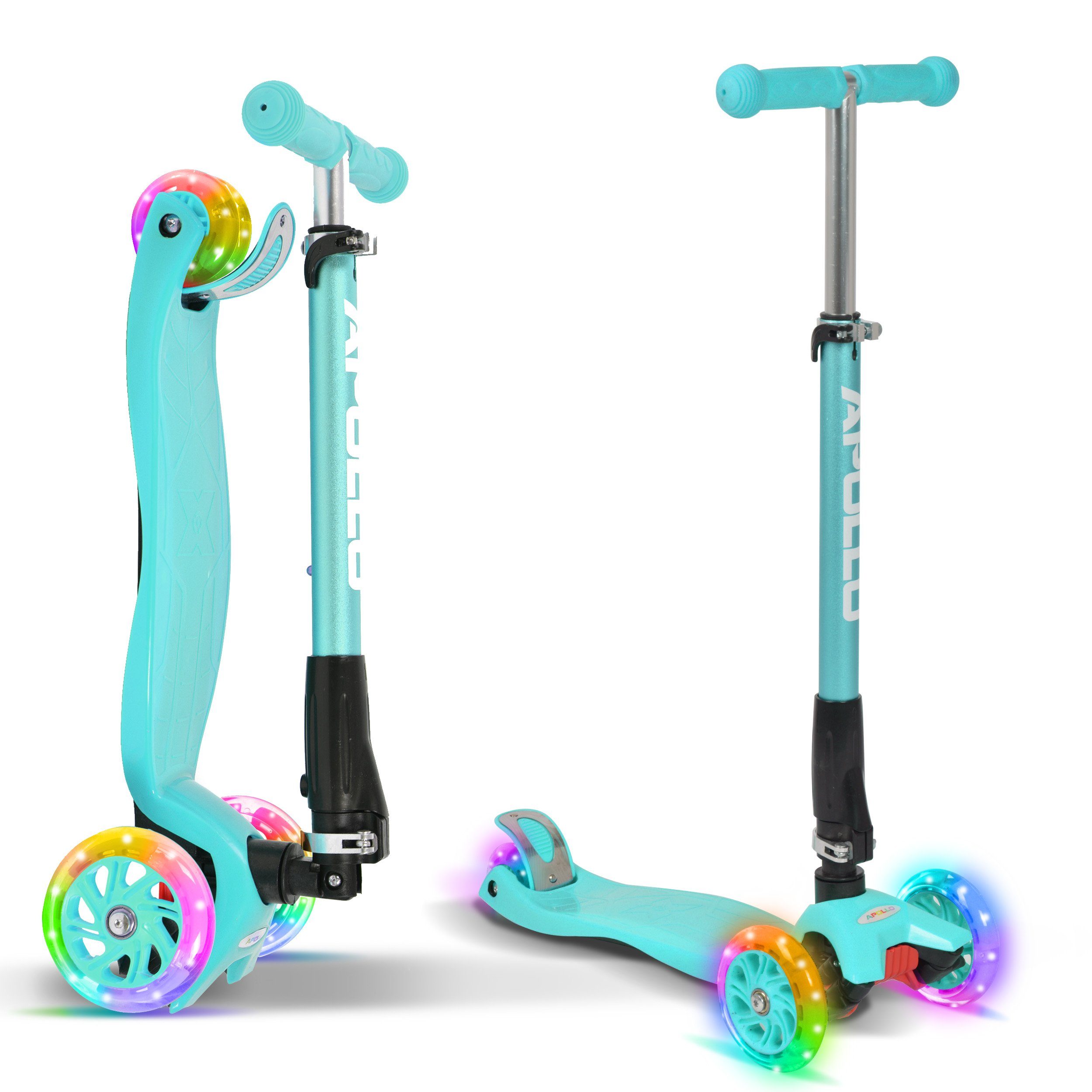 Apollo Dreiradscooter Kinderroller Kids Whiz LED 3-Rad Scooter ab 3 Jahren Tretroller, Klappbarer und höhenverstellbarer Kinder Scooter mit LED Wheels