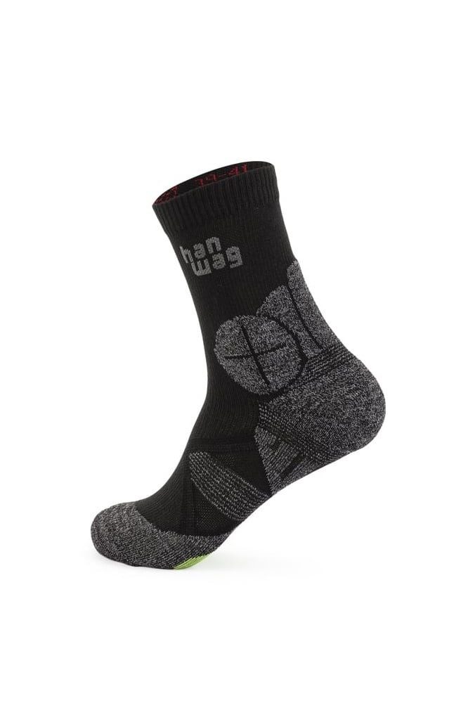 Hanwag Wandersocken Crew Hike Sock (feuchtigkeitstransport, leicht) asphaltgrau/grün