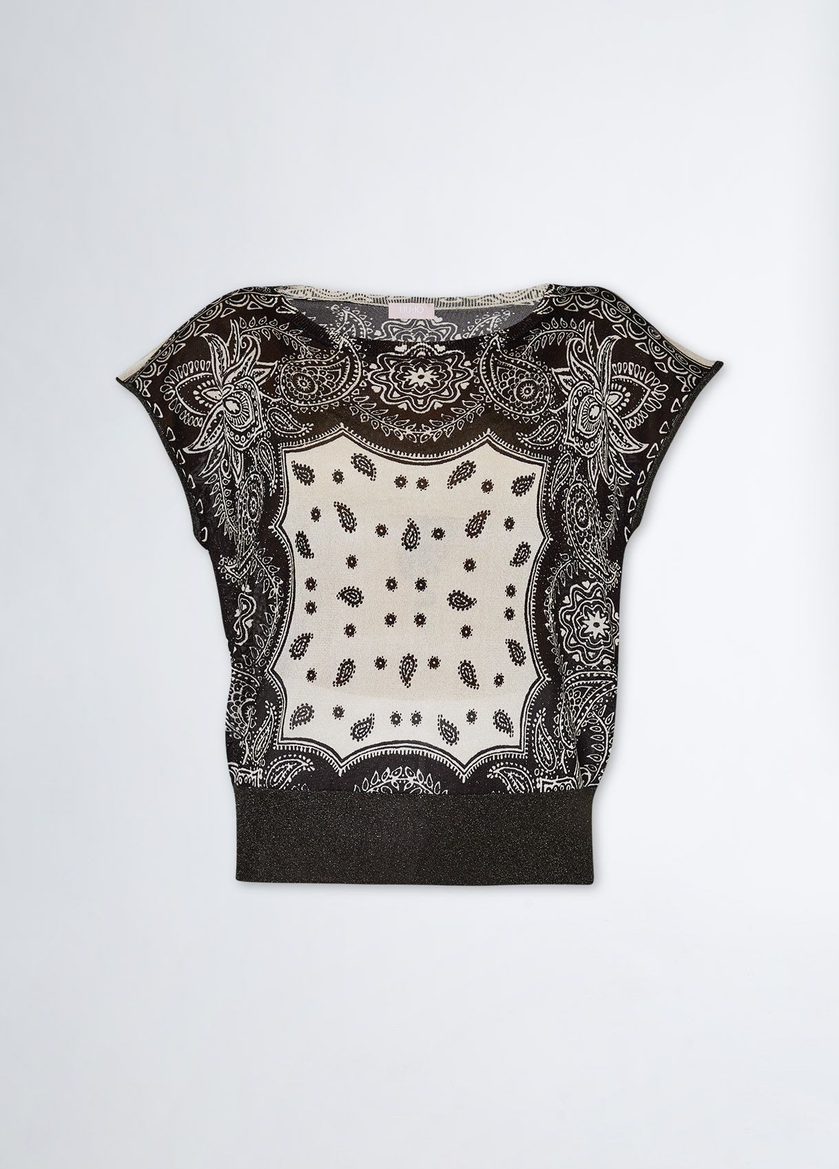 Kurzarmbluse - elegantes Blusenshirt - Bandanaoptik
