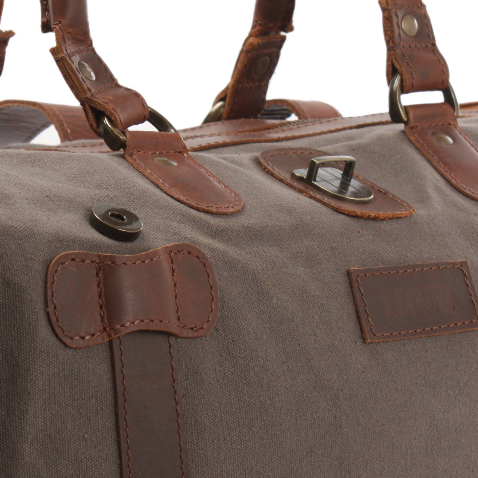 LECONI Weekender klein Handgepäck Damen Herren Leder Canvas LE2008, Canvas & Leder – Innenfach mit Zipper – 45×30×20 cm
