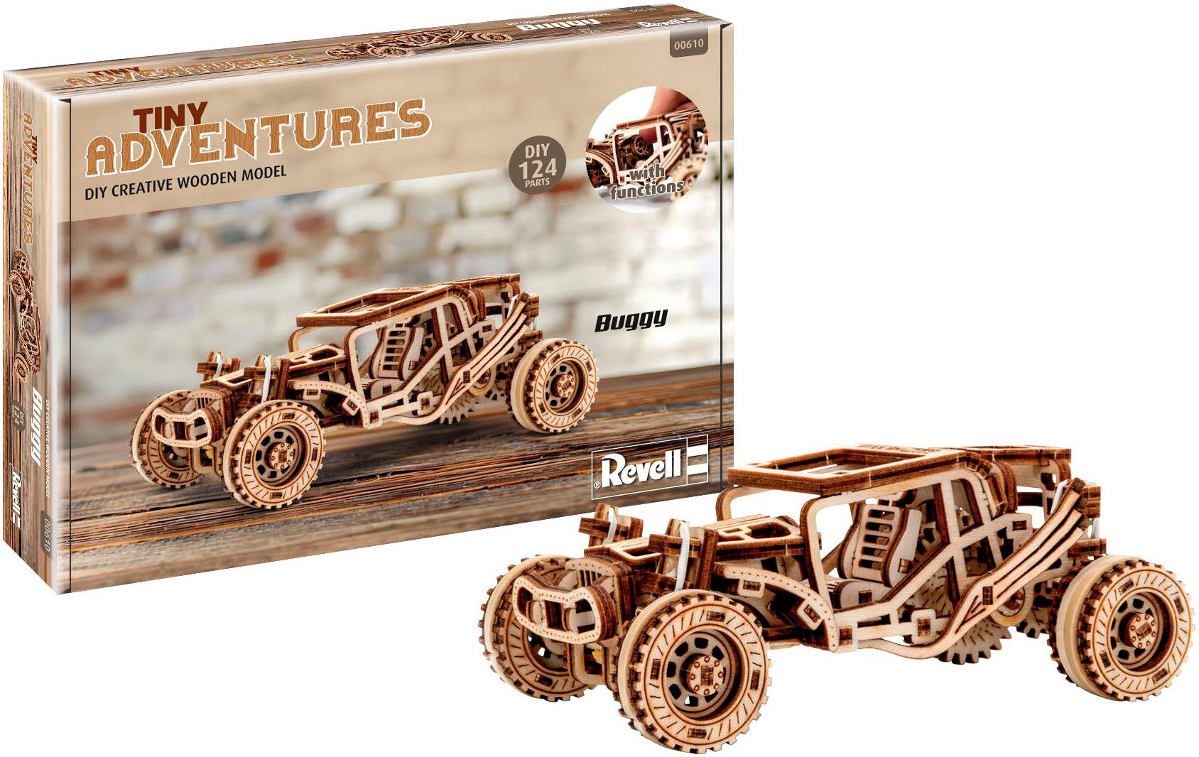 Revell® Modellbausatz Revell Tiny Adventures, Buggy, Auto-Bausatz aus Holz, Maßstab 1:32, Made in Europe, FSC® - schützt Wald