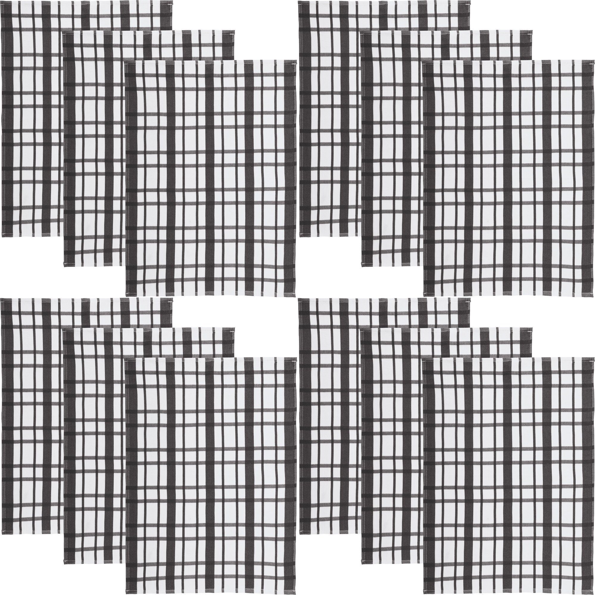 REDBEST Geschirrtuch Baumwolle Geschirrtuch 12er-Pack, (12-tlg), Baumwolle Karo grau