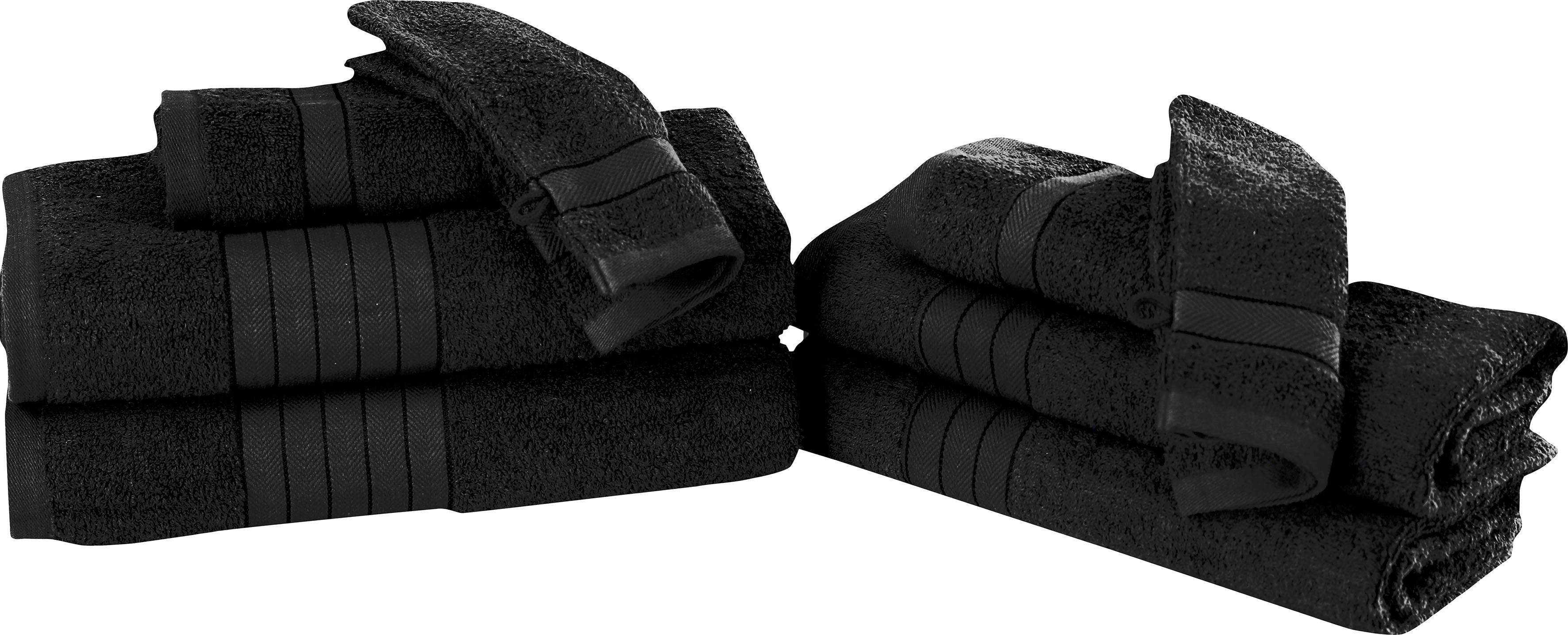 good morning Handtuch Set Uni, Frottee, (Set, 8-tlg), mit Webrand schwarz | Handtuch-Sets