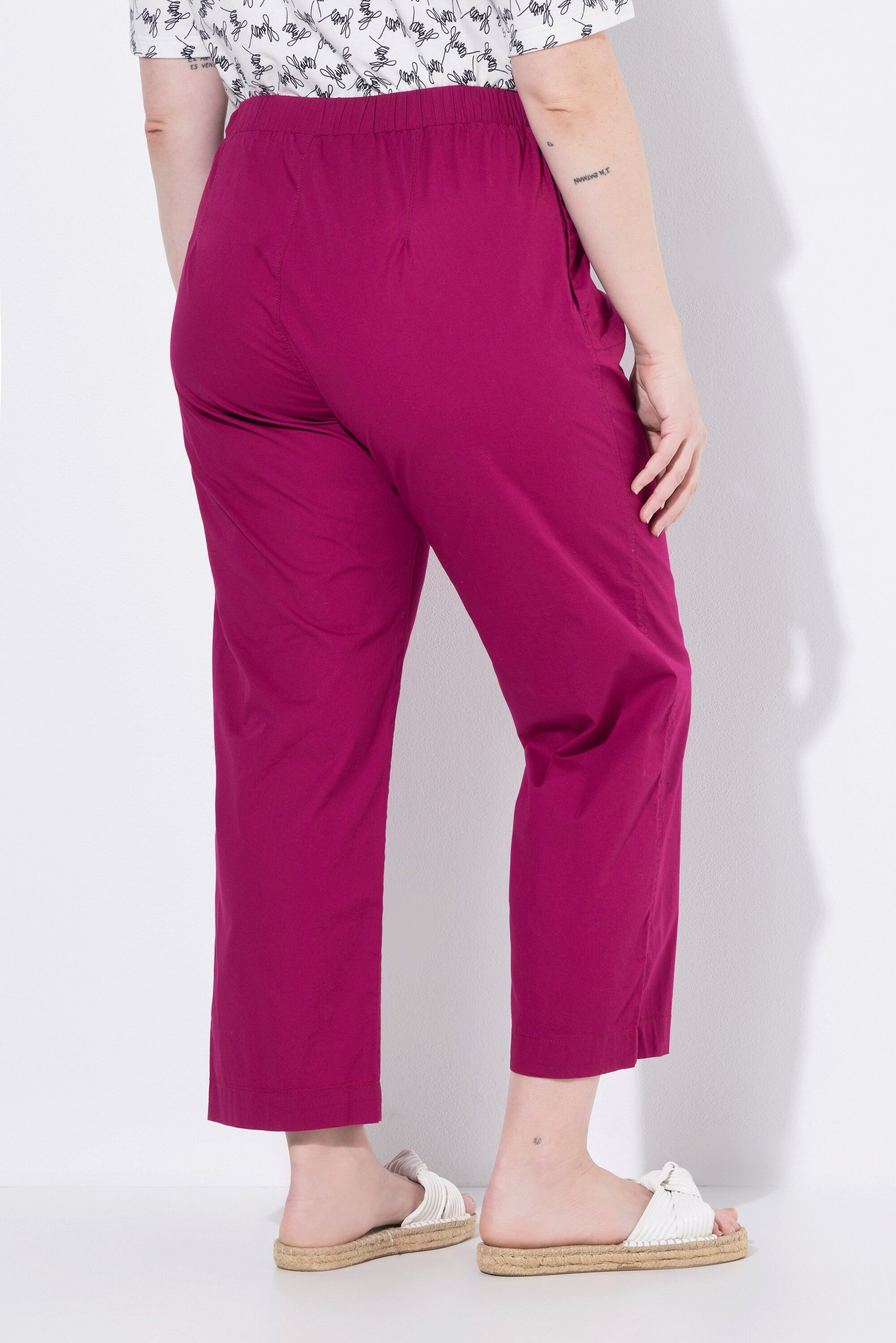 Ulla Popken Chinohose 7/8-Chinohose Ruby Elastikbund weites gerades Bein