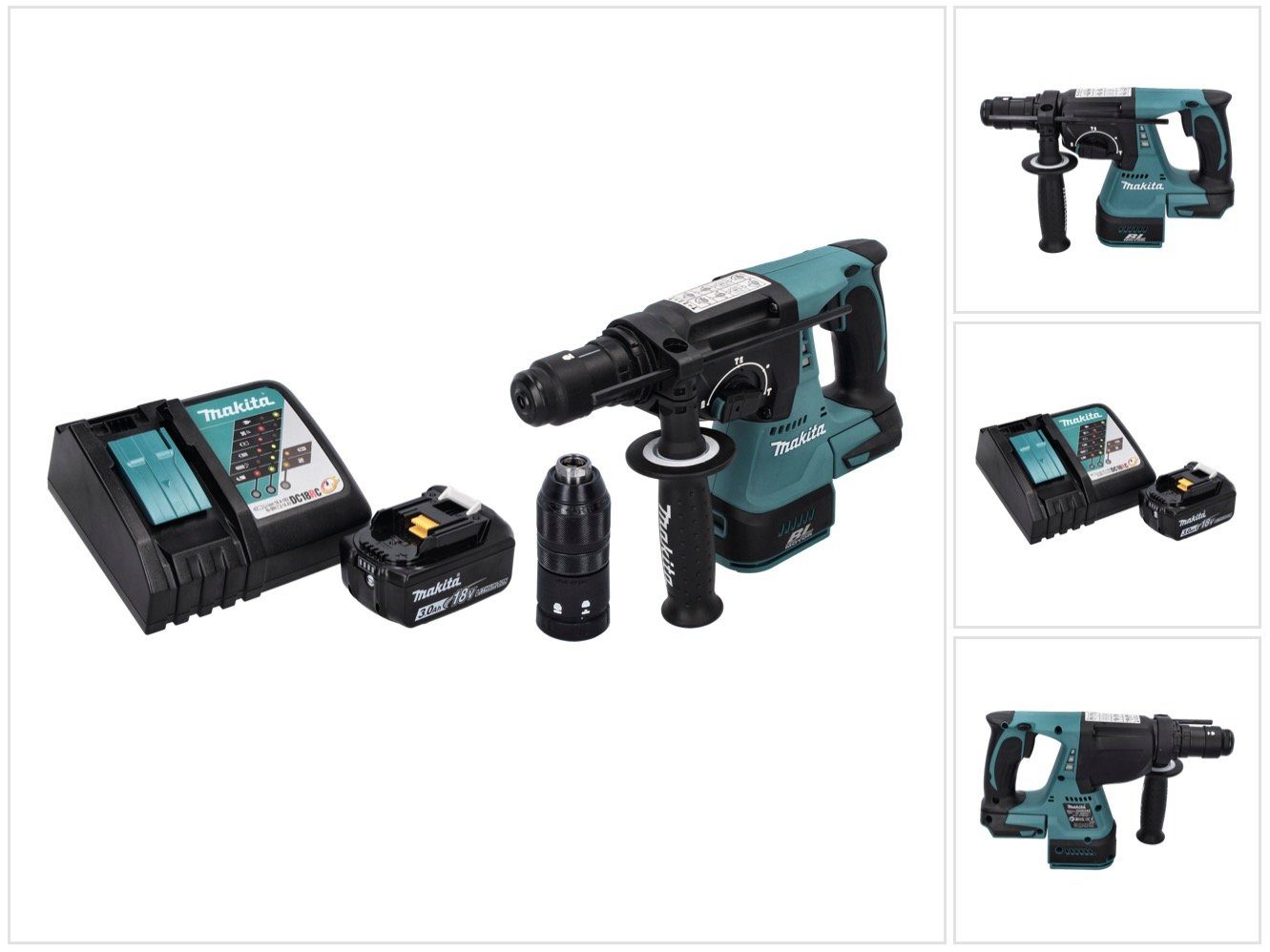 Makita Akku-Bohrhammer DHR 243 RF1 18 V SDS plus Brushless + 1x Akku 3,0 Ah + Ladegerät