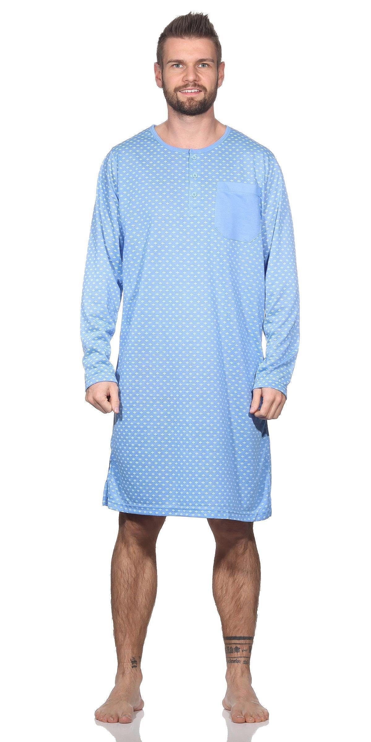 EloModa Nachthemd Herren Nachthemd langarm Sleepshirt; Gr. M L XL 2XL (1-tlg)