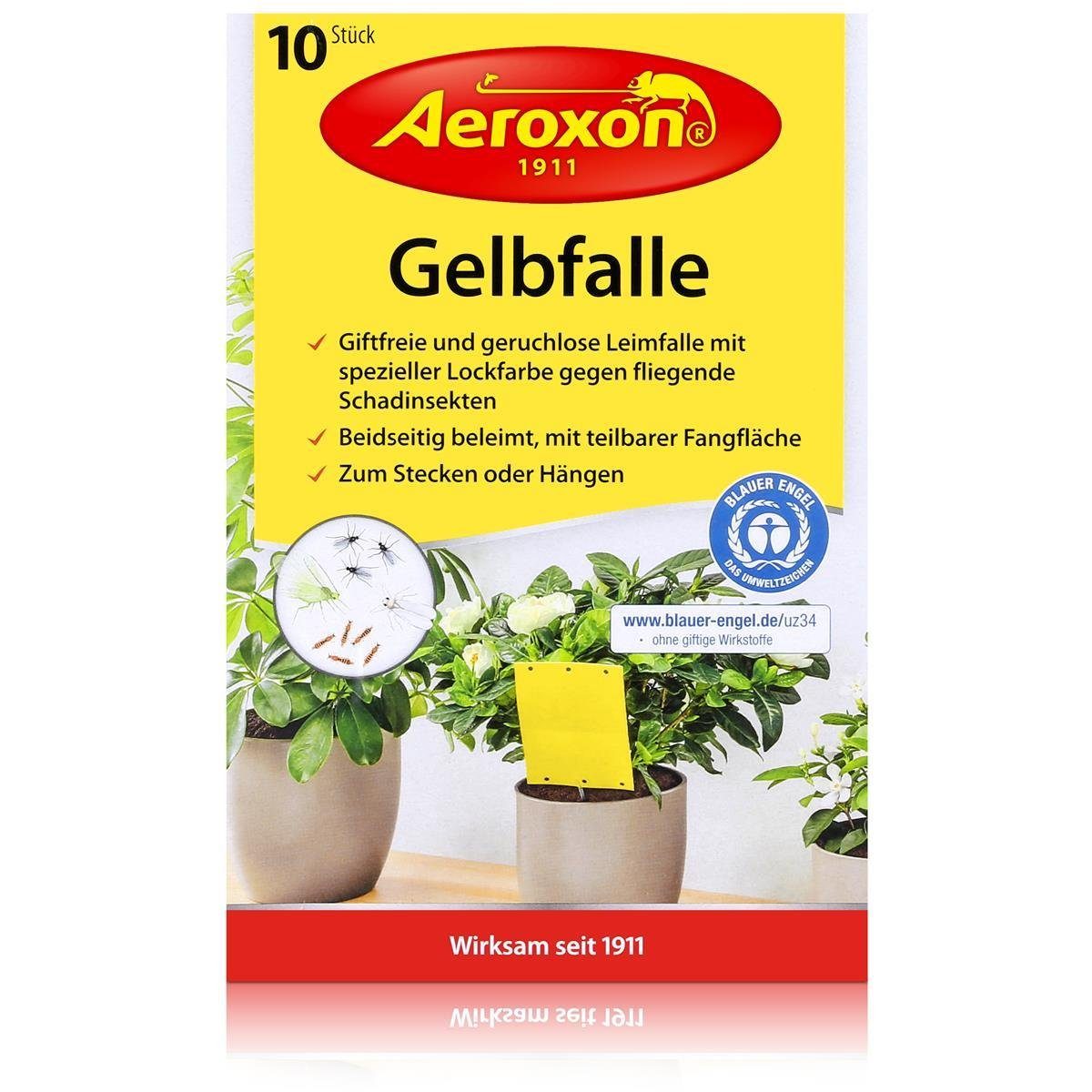 Aeroxon Insektenfalle Aeroxon Gelbfalle 10 Stück - Gegen fliegende Schadinsekten (1er Pack)