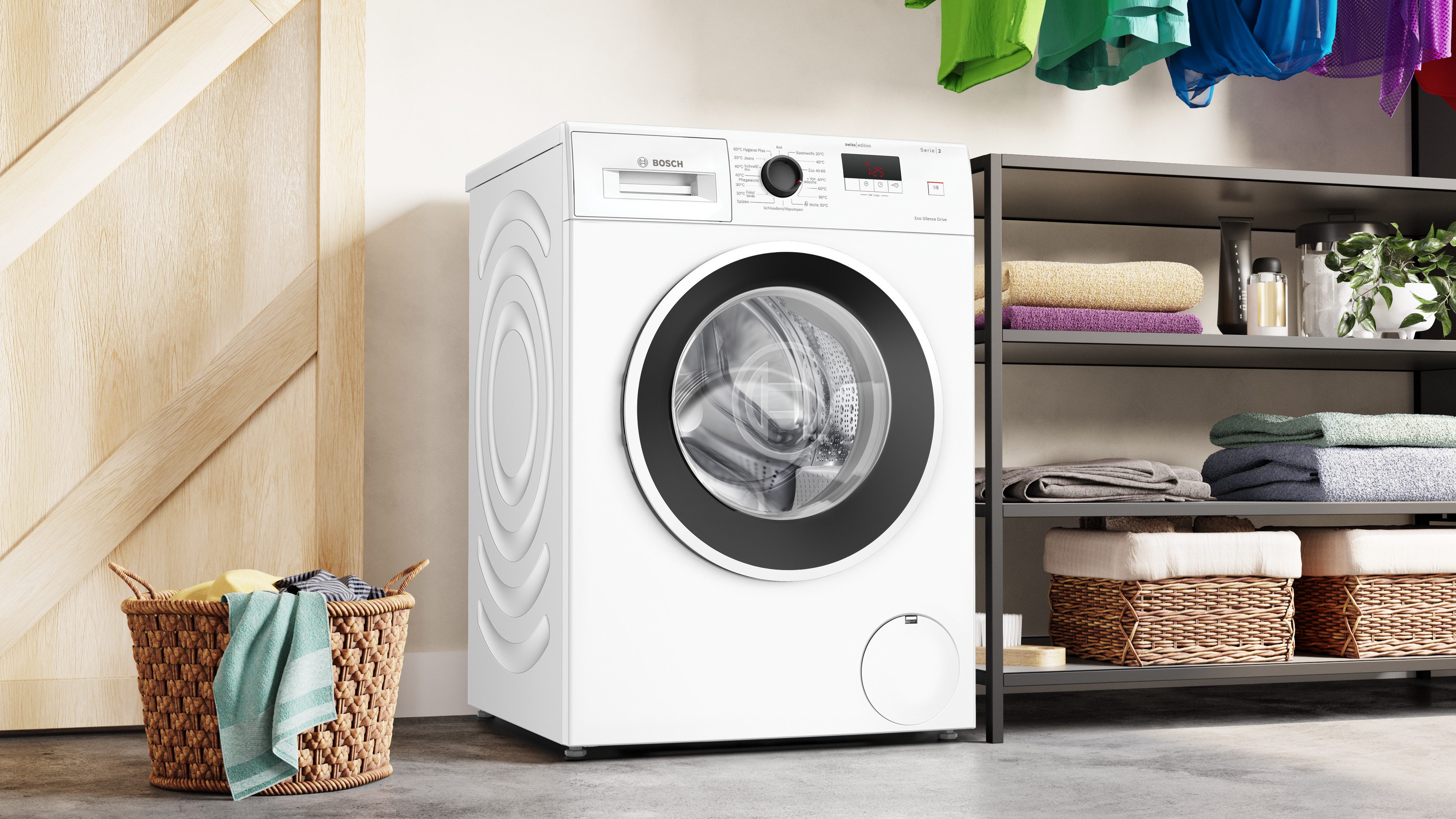 BOSCH Waschmaschine Serie 2 WGE0240V, 7 kg, 1400 U/min, Active Water Plus, Zeiterparnis durch Speed Perfect, LED-Display – Bild 4 von 5