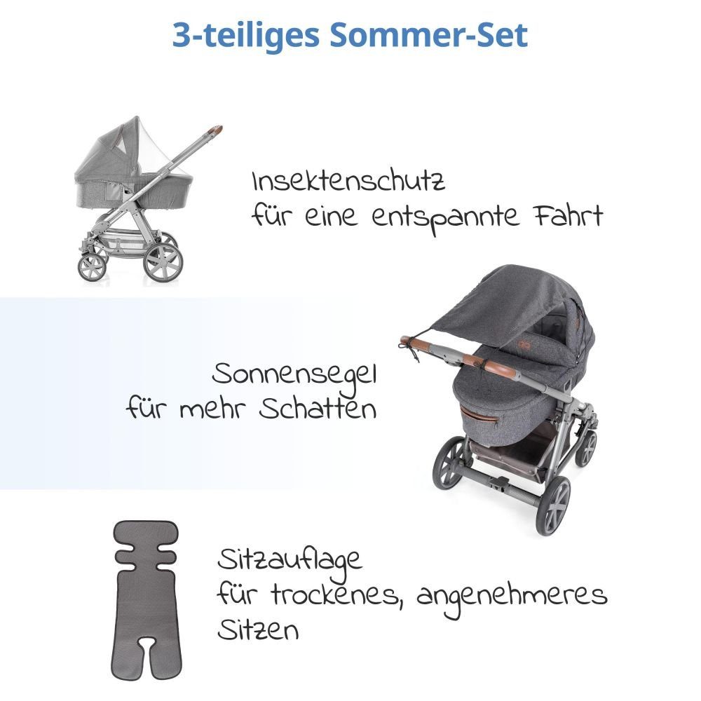 Zamboo Kinderwagen-Sonnenschutzhülle Komfort- und Schutz-Set (3-St), für  Buggy mit Sitzauflage Sitzeinlage, Sonnenschutz / Sonnensegel &  Insektenschutz