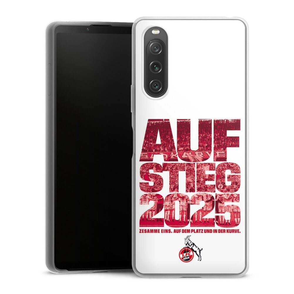 DeinDesign Handyhülle 1. FC Köln Aufstieg Offizielles Lizenzprodukt 1. FC Köln Aufstieg 2025, Sony Xperia 10 V Slim Case Silikon Hülle Ultra Dünn Schutzhülle