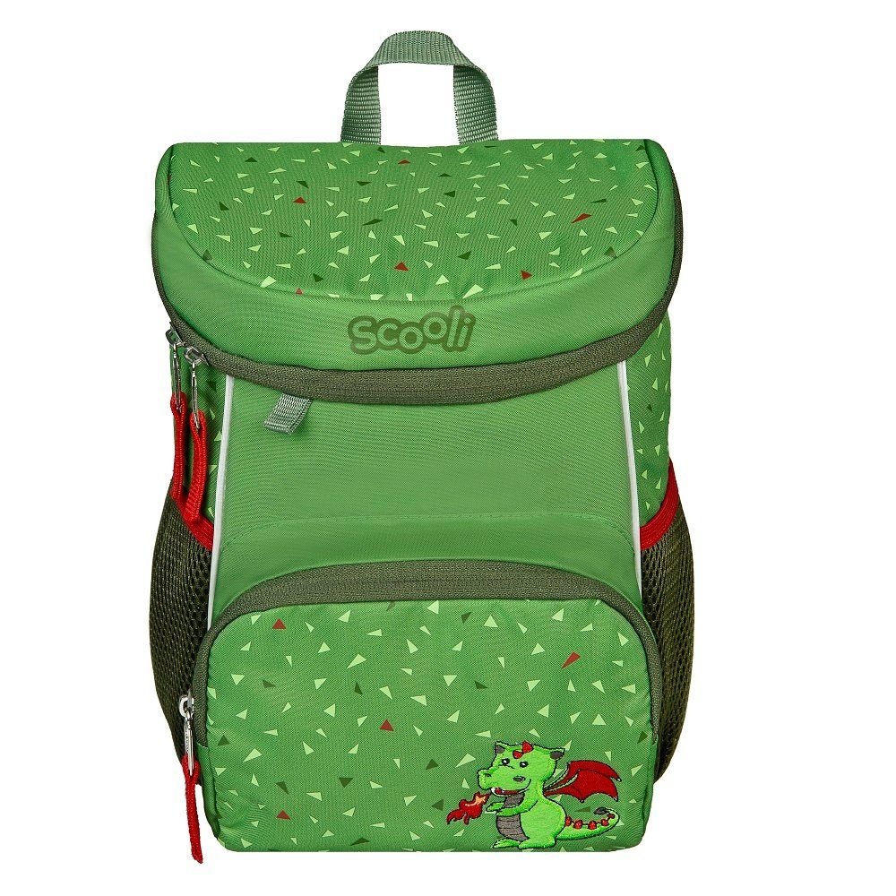 Scooli Kindergartentasche Mini-Me Diego Dragon (Set, 4-tlg., inkl. Turnbeutel, Brotdose und Trinkflasche), Rucksack Set in Grün mit Drache für Jungen und Mädchen