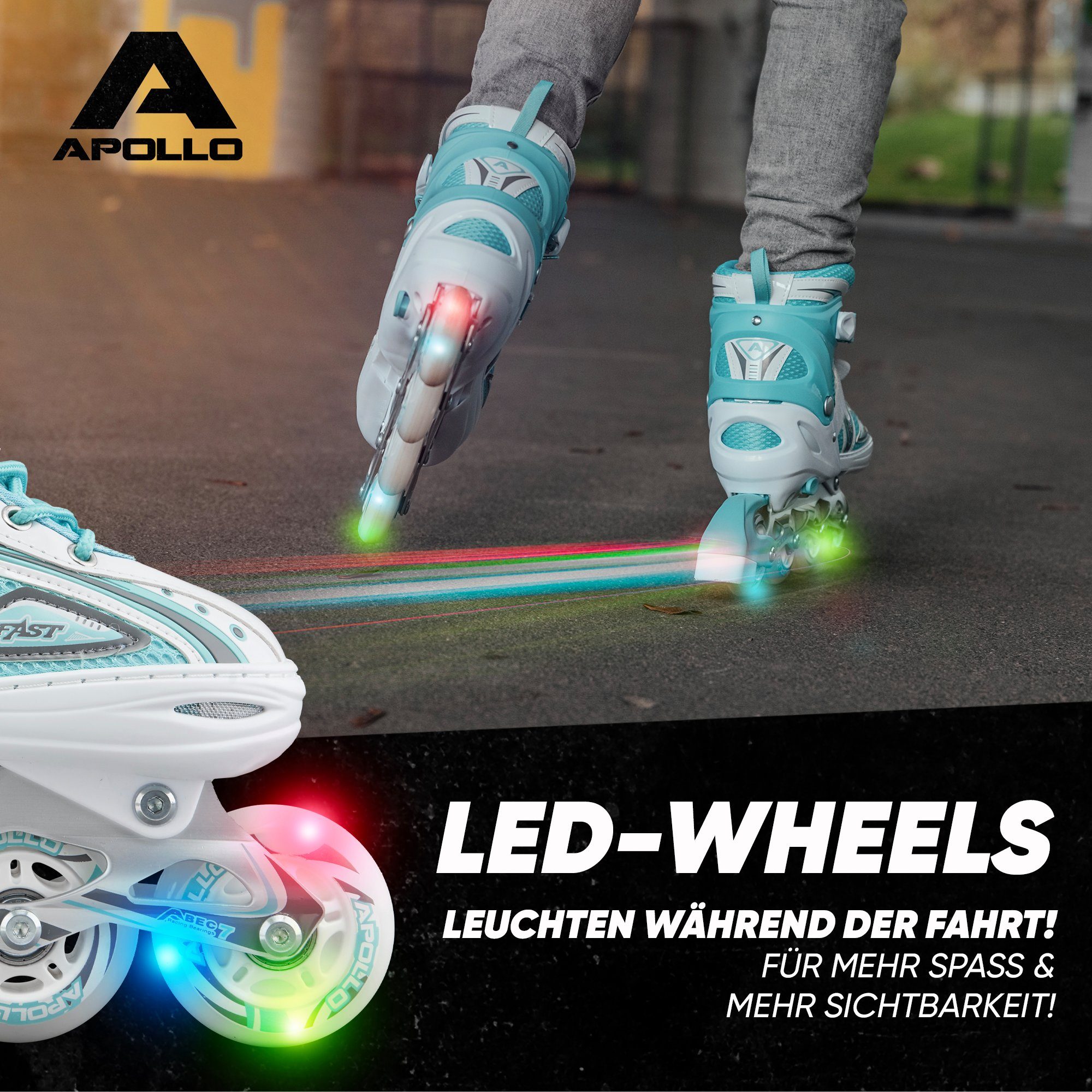 Apollo Inlineskates Größenverstellbare Inliner für Kinder Super Blades LED, Inliner verstellbare Größe, mit leuchtenden LED Wheels