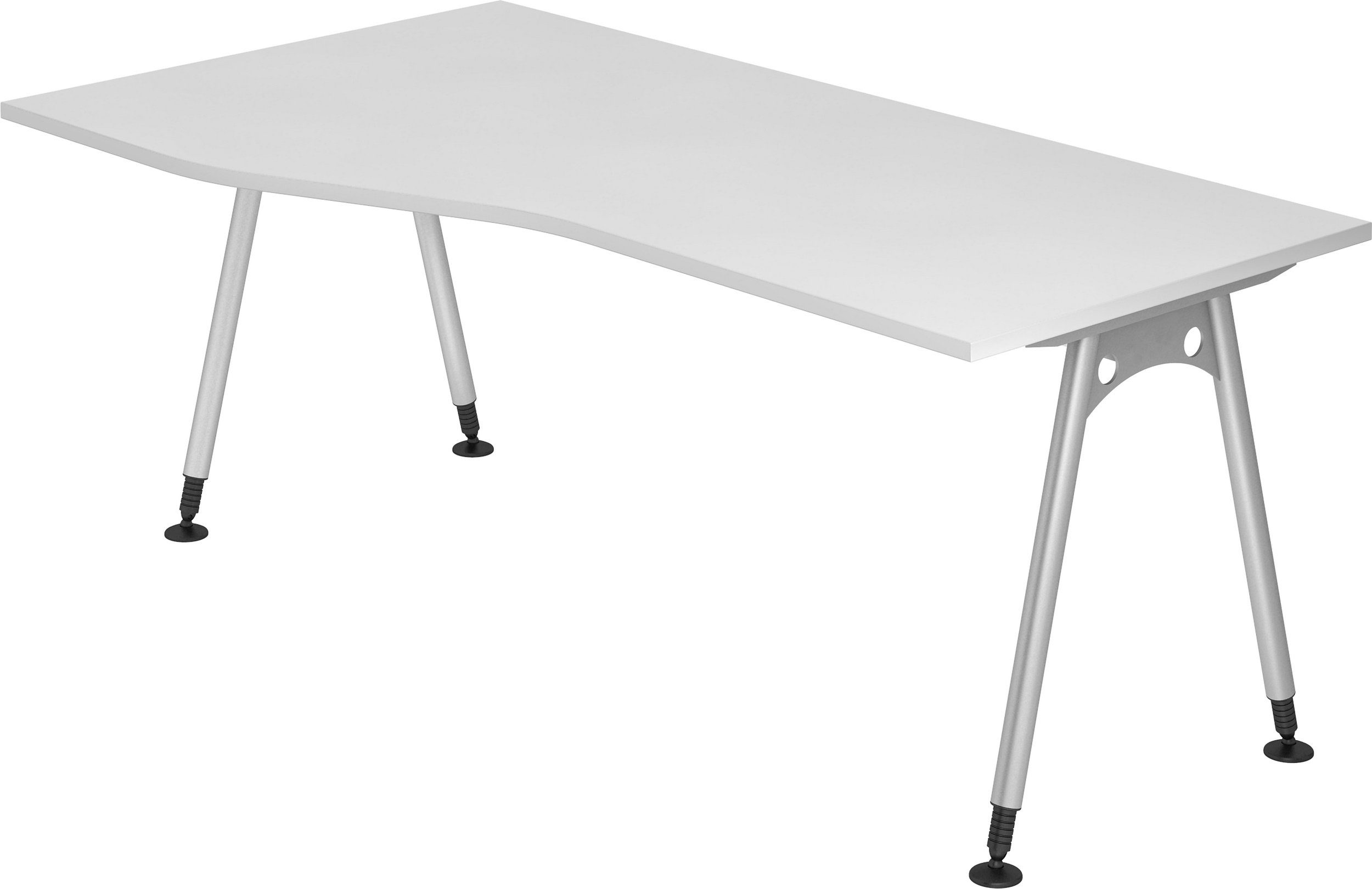 bümö Schreibtisch Schreibtisch Serie-A, Freiform: 180 x 100 cm - Dekor: Weiß