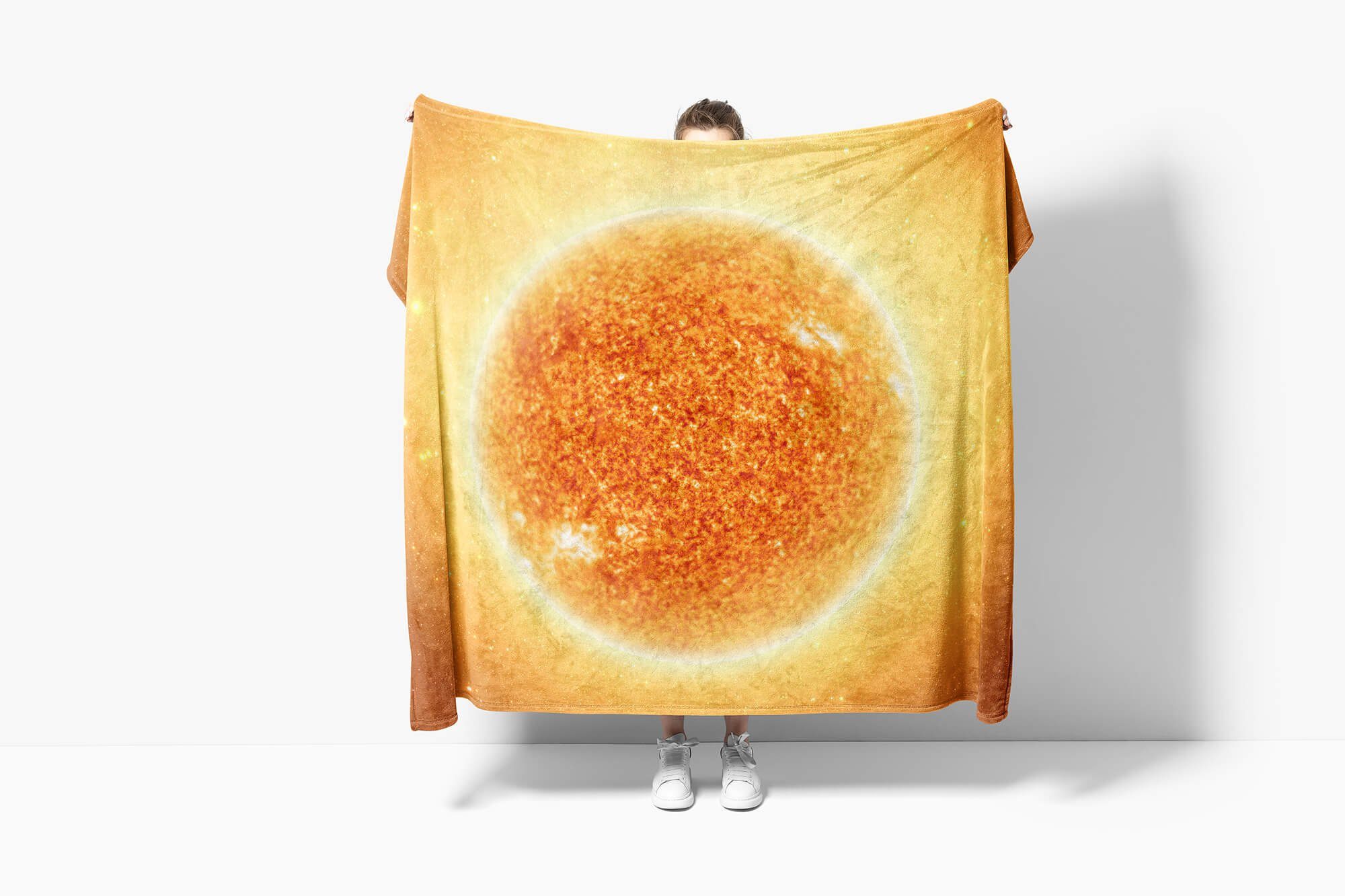 Fotomotiv mit Sinus Saunatuch Handtücher Heiß, Glühend Strandhandtuch Art Handtuch Sonne (1-St), Kuscheldecke Handtuch Baumwolle-Polyester-Mix