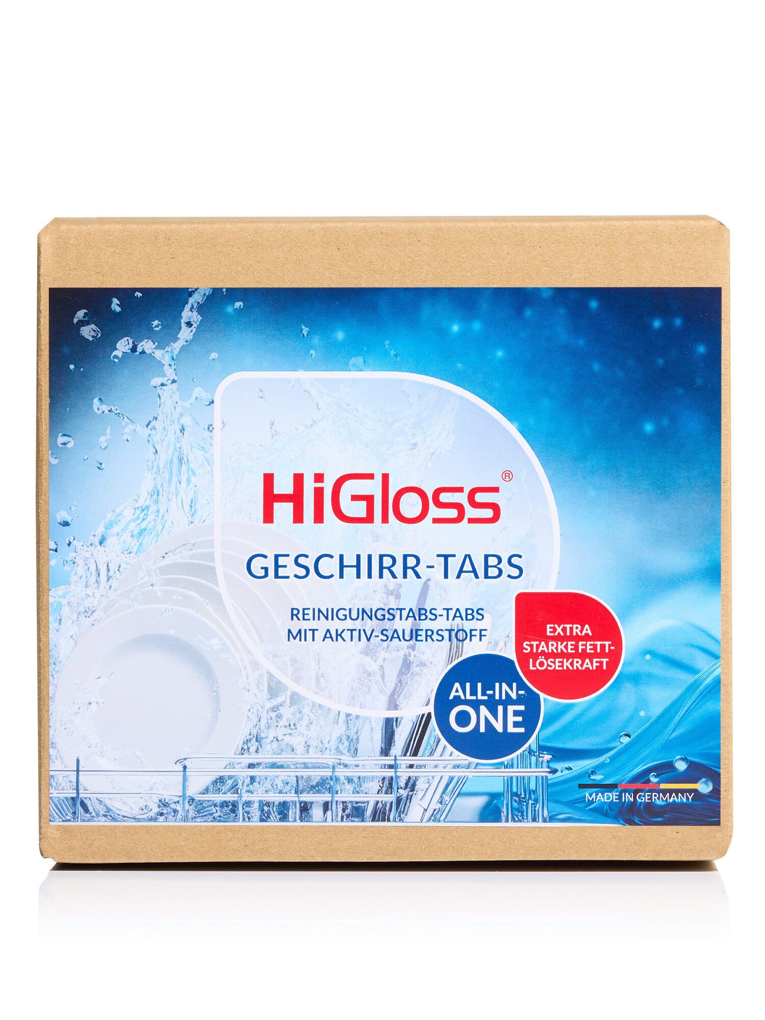 HiGloss Spülmaschinentabs mit extra starker Reinigungskraft, 50x 20 g Spülmaschinentabs (wasserlösliche Folie, für alle Spülmaschinen geeignet)