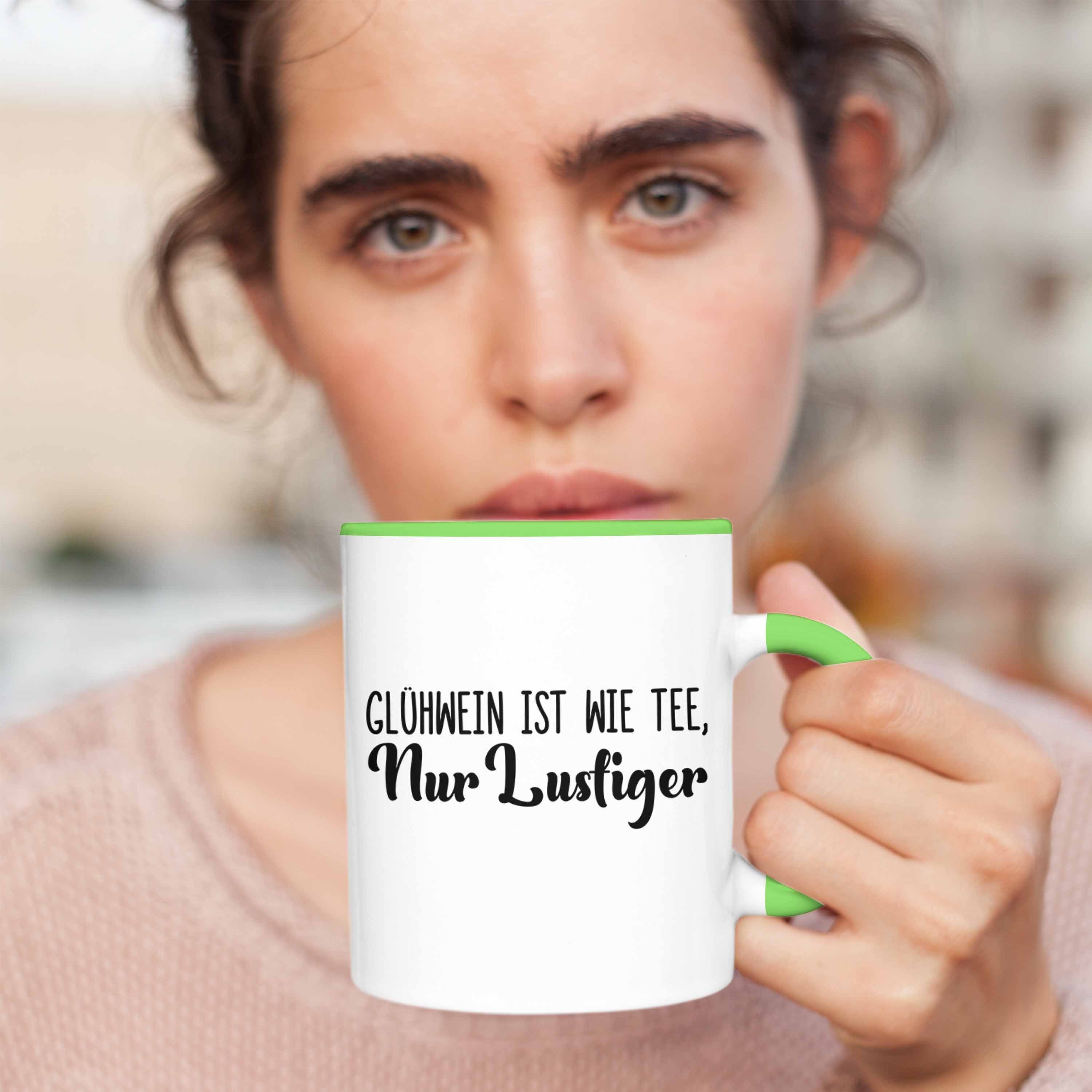 Geschenk - Lustig Weihnachtsmarkt Grün Tasse Glühweinbecher Tee Doppelwandig - Glühweintassen Trendation Spruch Becher Trendation mit Gläser Tassen Tasse Henkel Glühwein Wie