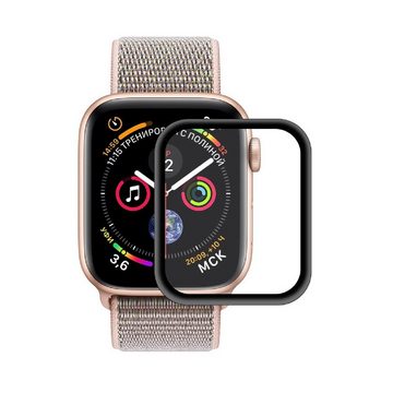 Protectorking Schutzfolie 1x 9H Hartglas für Apple Watch 4/5/6 44mm FULL CURVED Displayschutz, (1-Stück), Rands