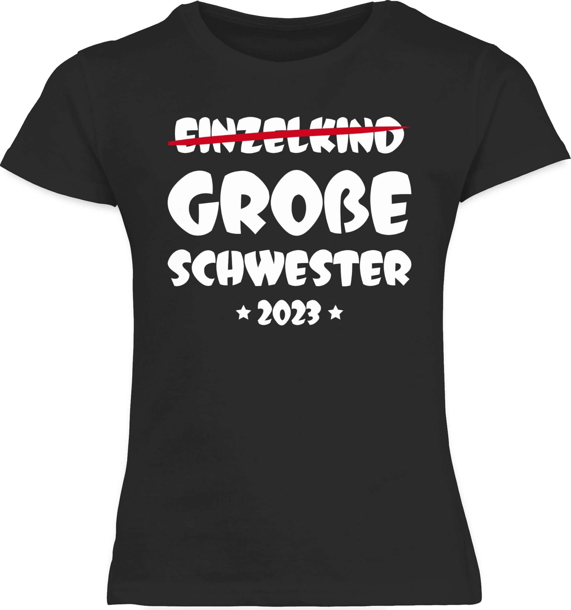 Shirtracer T-Shirt Einzelkind Große Schwester Große 2023 Schwarz 2 Schwester