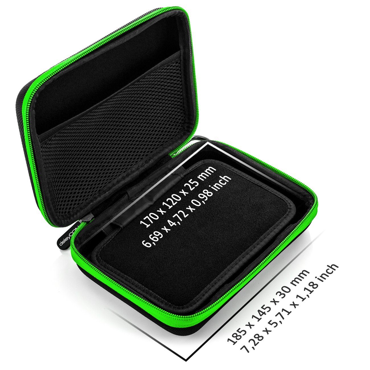 deleyCON Festplattentasche deleyCON Navi Tasche Navi Case Navigationsgerät bis 6,3" Zoll Schwarz