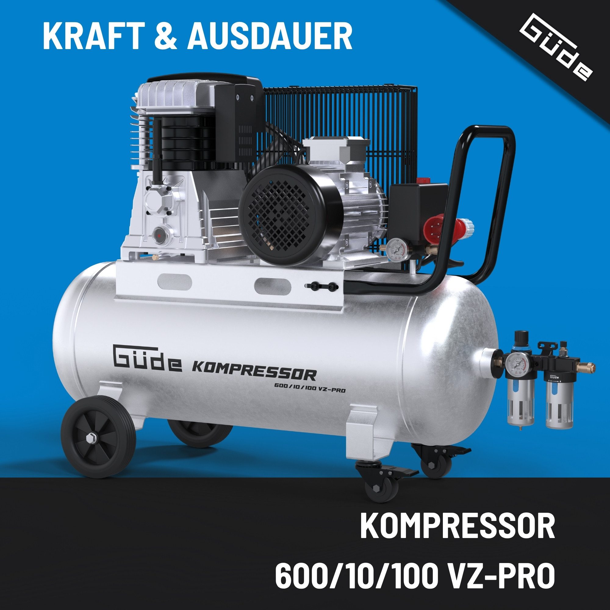 Güde Kompressor 600/10/100 VZ-PRO, 4000 W, max. 10 bar, 100 l