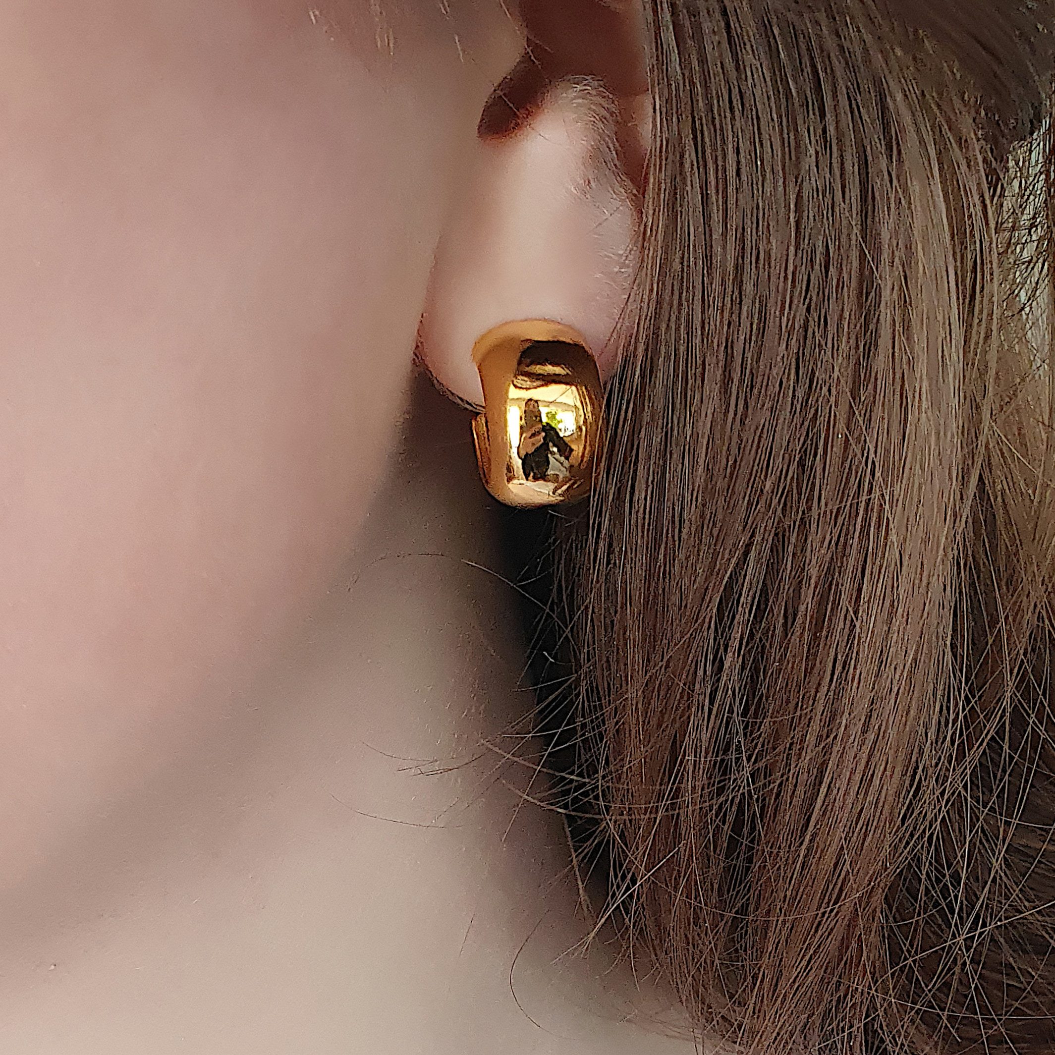 SCHOSCHON Paar Creolen Bauchige Halbcreolen 925 Silber vergoldet, Ohrschmuc günstig online kaufen