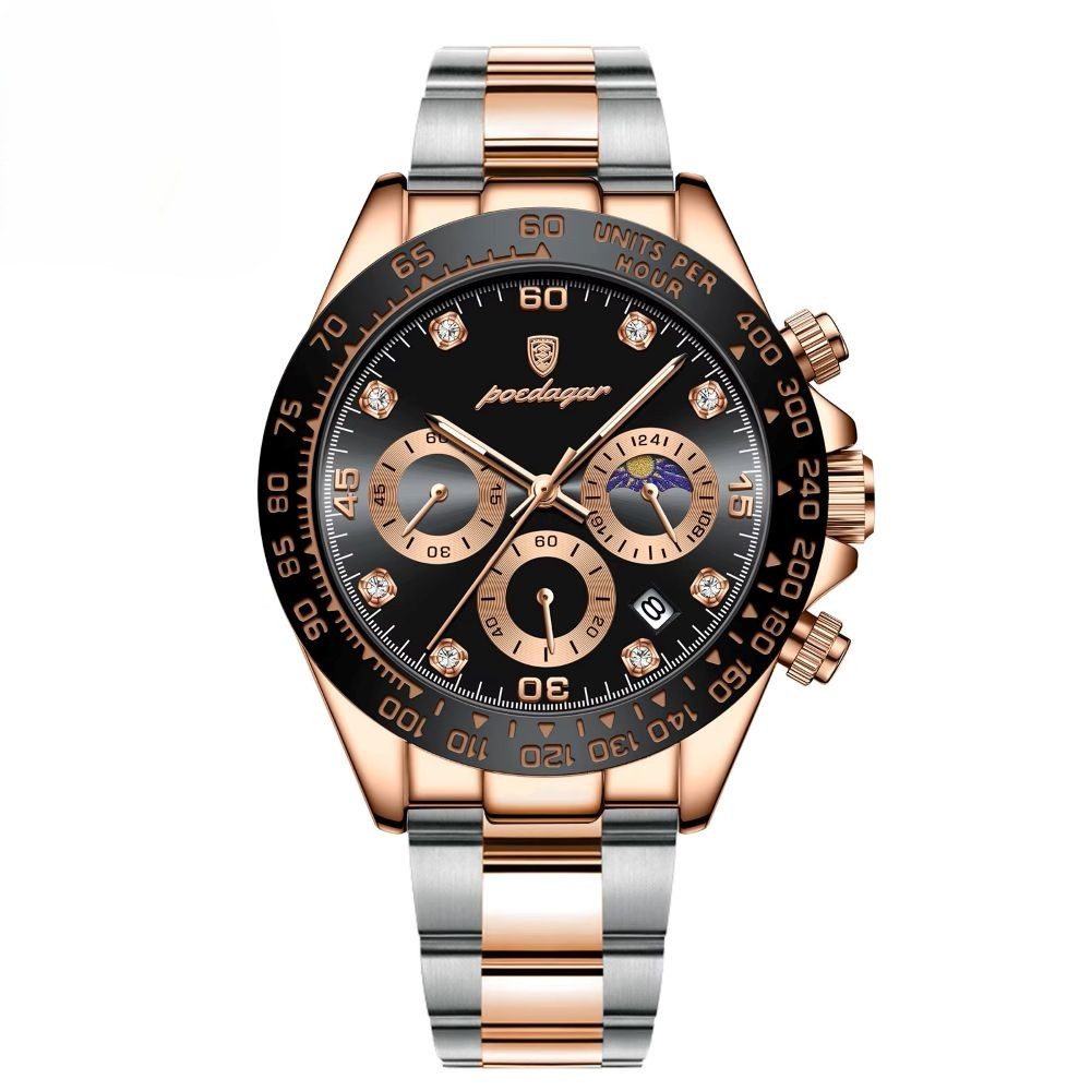 POEDAGAR Quarzuhr Poedagar 629 Luxus Chronograph Uhr mit Glitzerstein-Zifferblatt