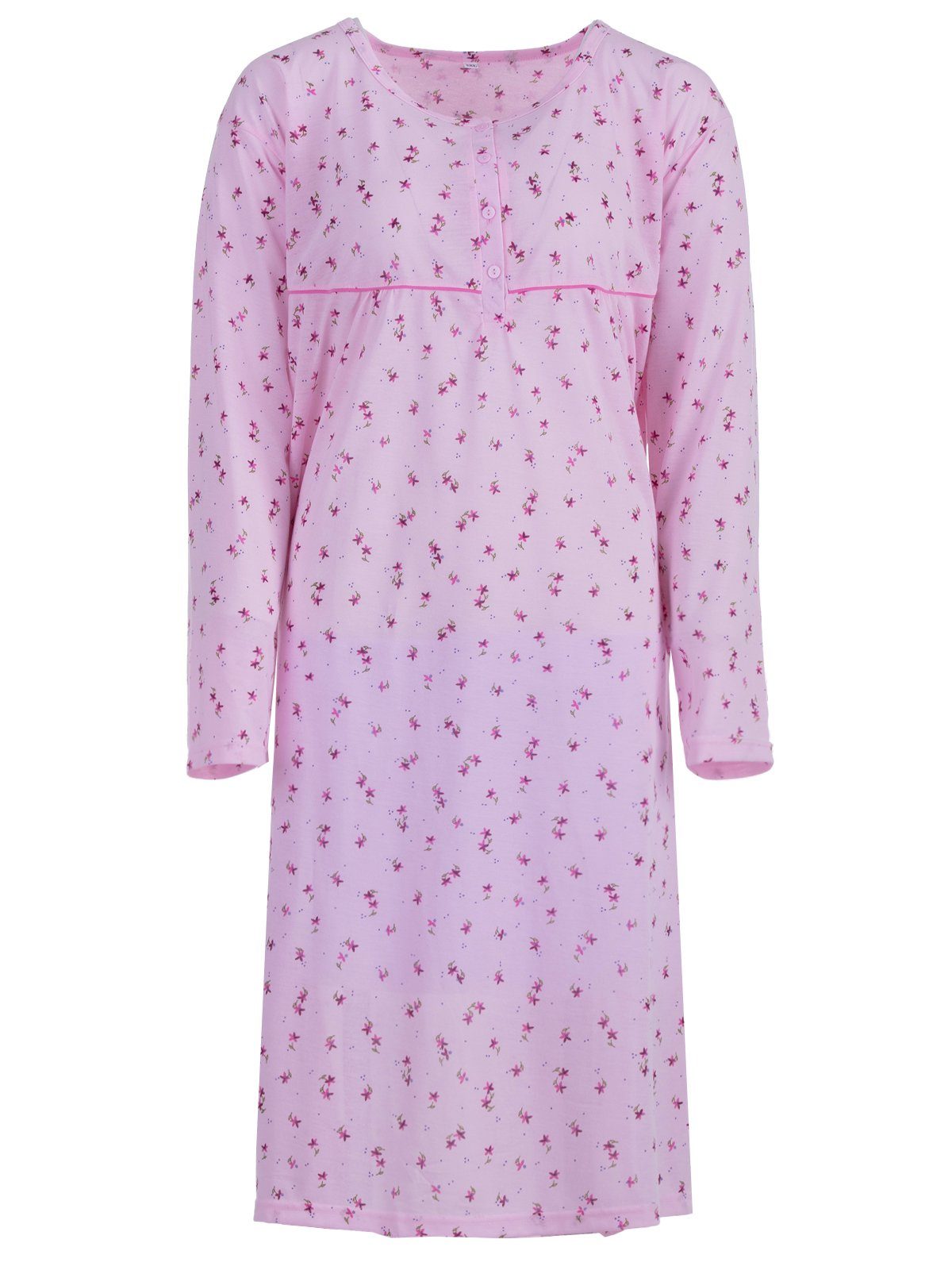Lucky Nachthemd Nachthemd Langarm - Blüten 3XL-6XL rosa