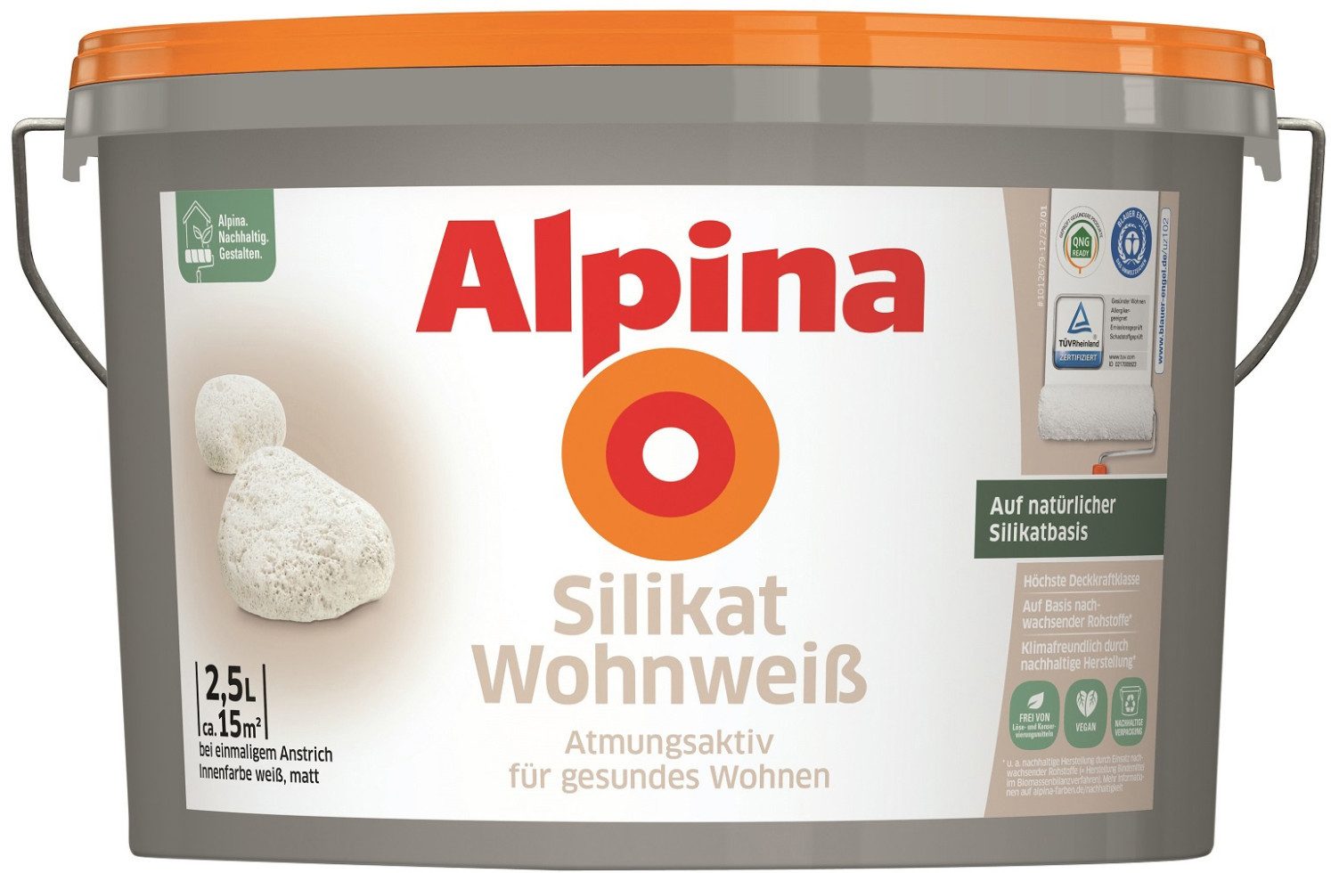 Alpina Wandfarbe Alpina Silikat Wohnweiß Wandfarbe 2,5 L