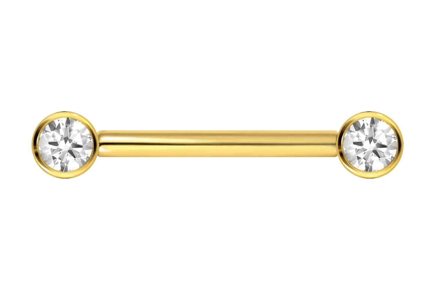 PIERCINGLINE Brustwarzenpiercing Titan Barbell mit Push Fit KRISTALL (Barbells, 1-tlg)