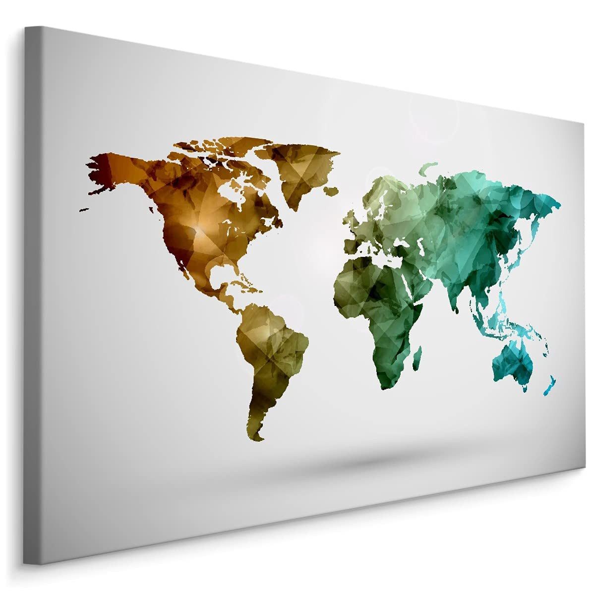 Muralo Leinwandbild Landkarten – Leinwandbild Wandbild Kunstdruck Wohnzimmer, Gebäude (1 St), Weltkarte – Kontinente – Ozeane, 90 x 60 cm, aufhängefertig