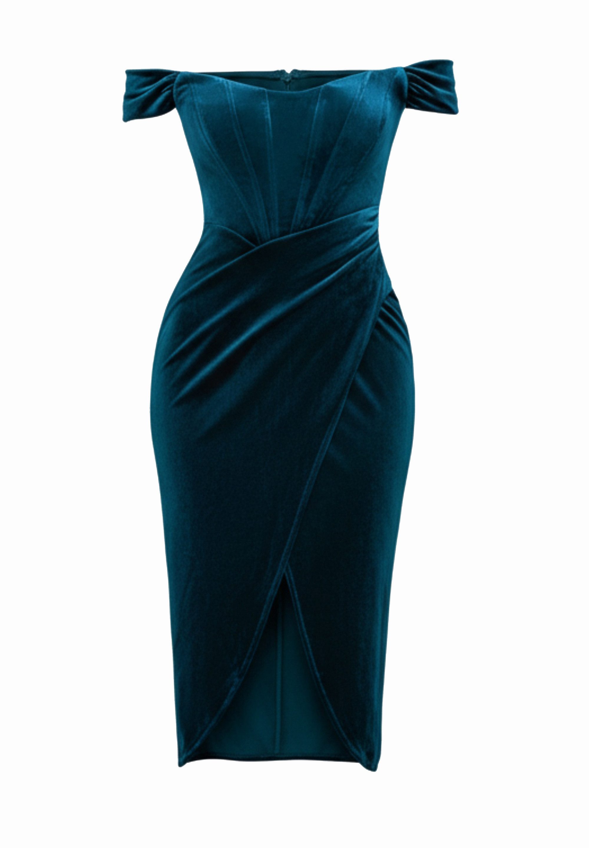 Goddiva Midikleid Draped Shoulder Velvet Corset Midi Dress Knielang, Bodyco günstig online kaufen