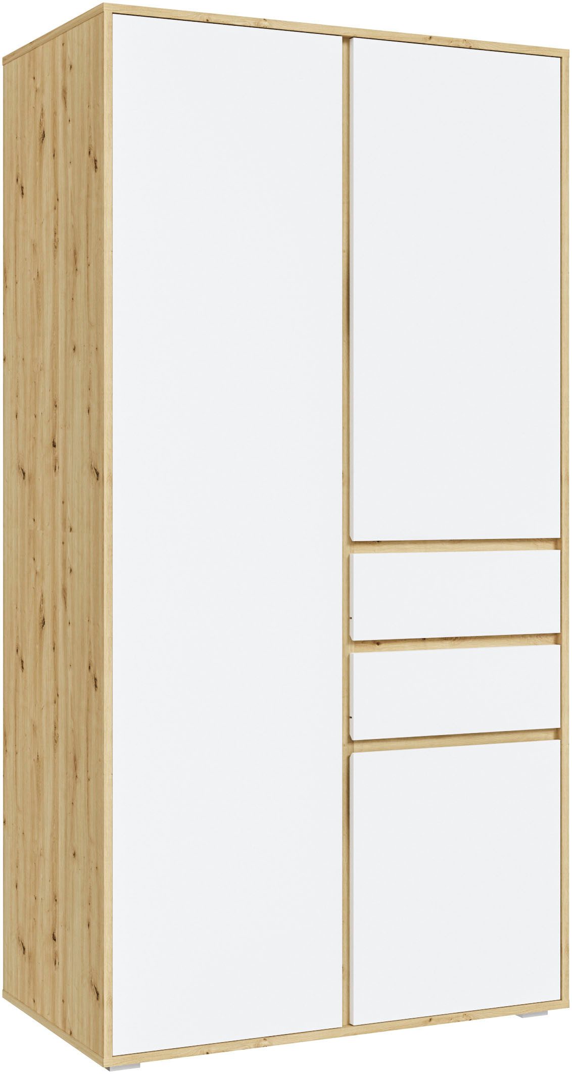Home affaire Kleiderschrank NULA, Schlafzimmerschrank, Garderobe, Schrank (1-St., in verschiedenen Ausführungen und Farben erhältlich) 3 Türen, 2 Schubkästen, 1 E-Boden, 5 K-Böden, 1 Kleiderstange