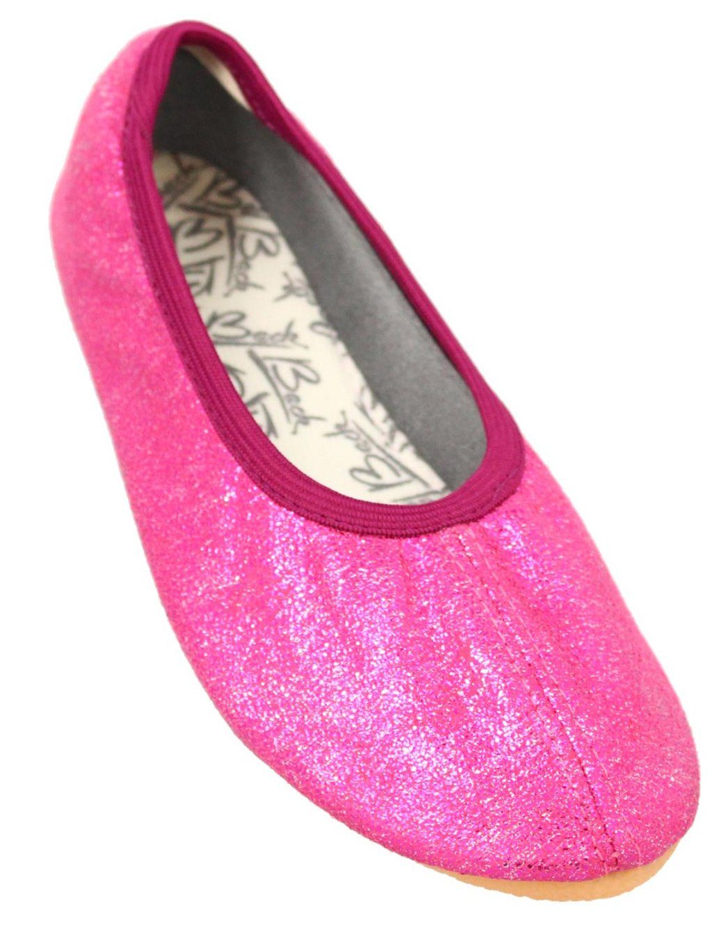 Beck Schläppchen Basic Glitzer Gymnastikschuh (bis Gr. 42 erhältlich, für Sport und Zuhause) mit rutschfester Gummi-Laufsohle