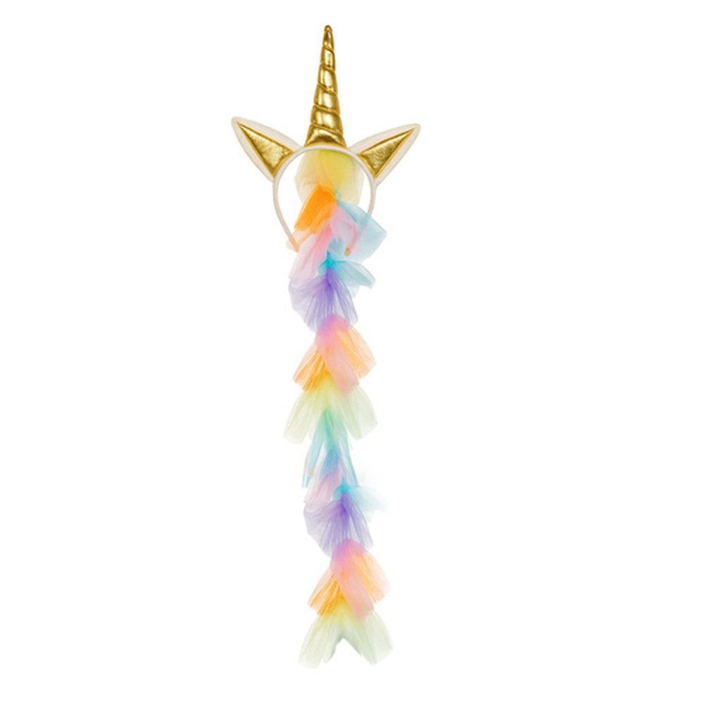 KRUZZEL Costume Children's Costume Unicorn Costume Carnival, Includes dress, golden wings and headband with unicorn horn