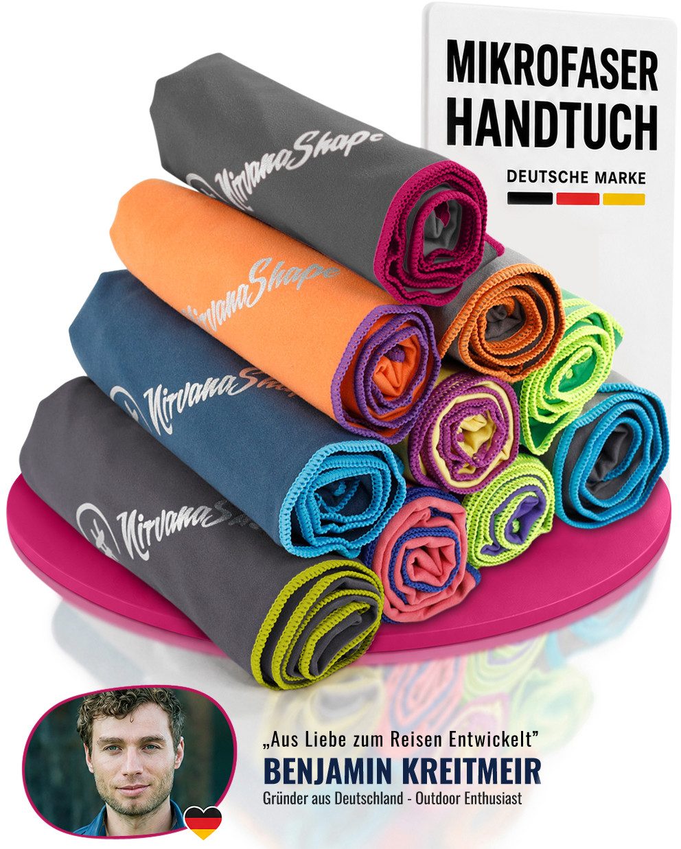 NirvanaShape Sporthandtuch Mikrofaser Handtuch, Badehandtuch, Reisehandtuch, Sporthandtuch, saugfähig, leicht, schnelltrocknend, für Reisen, Fitness, Yoga, Sauna