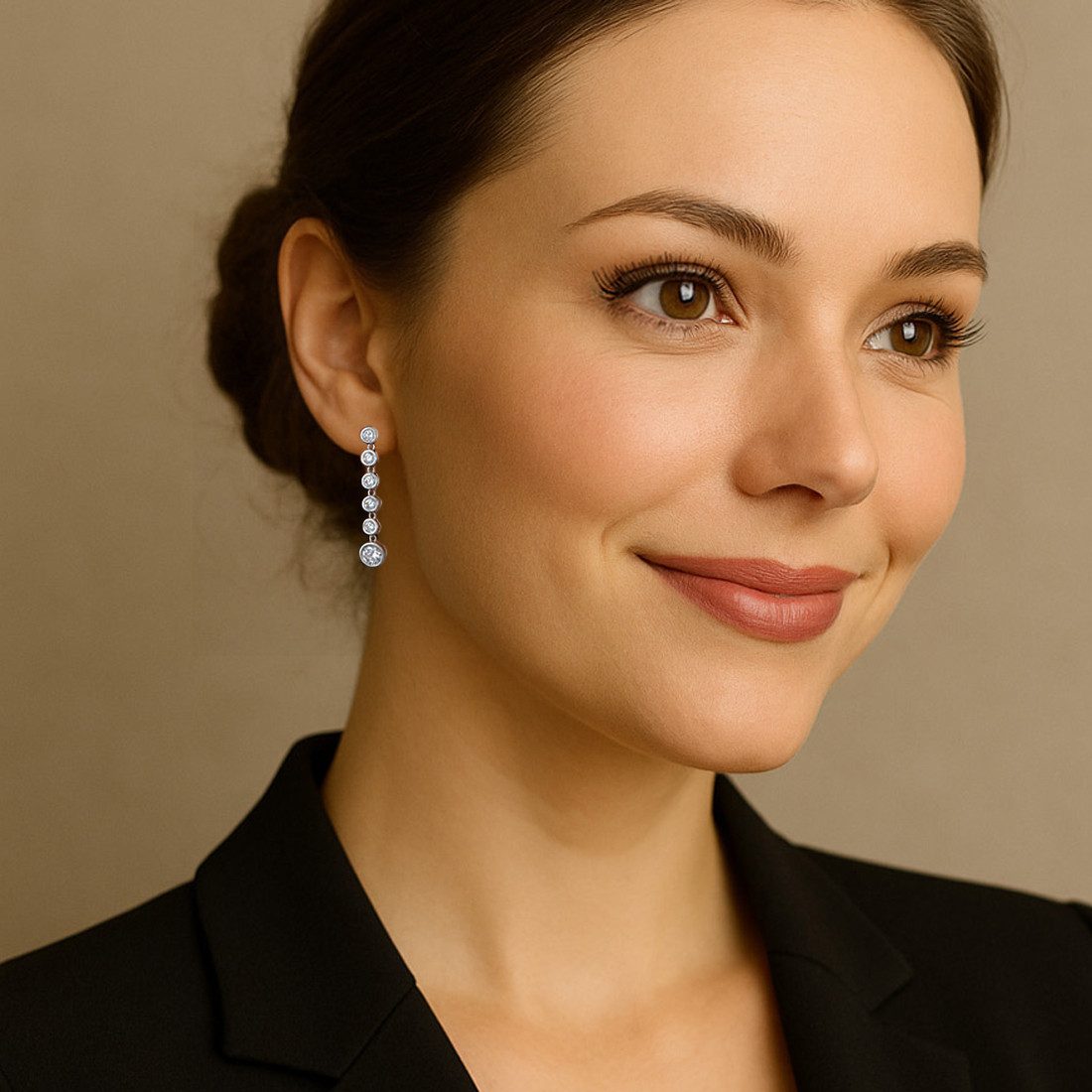 Schöner-SD Paar Ohrhänger Ohrringe lang 34 mm mit 6 Zirkonia aneinandergere günstig online kaufen