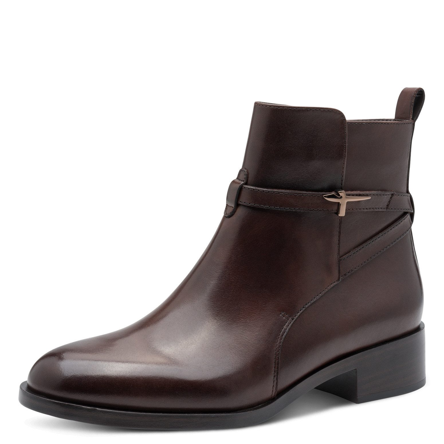 Tamaris Stiefelette, Blockabsatz, Businessschuh, Ankleboots mit T-Logoverszierung