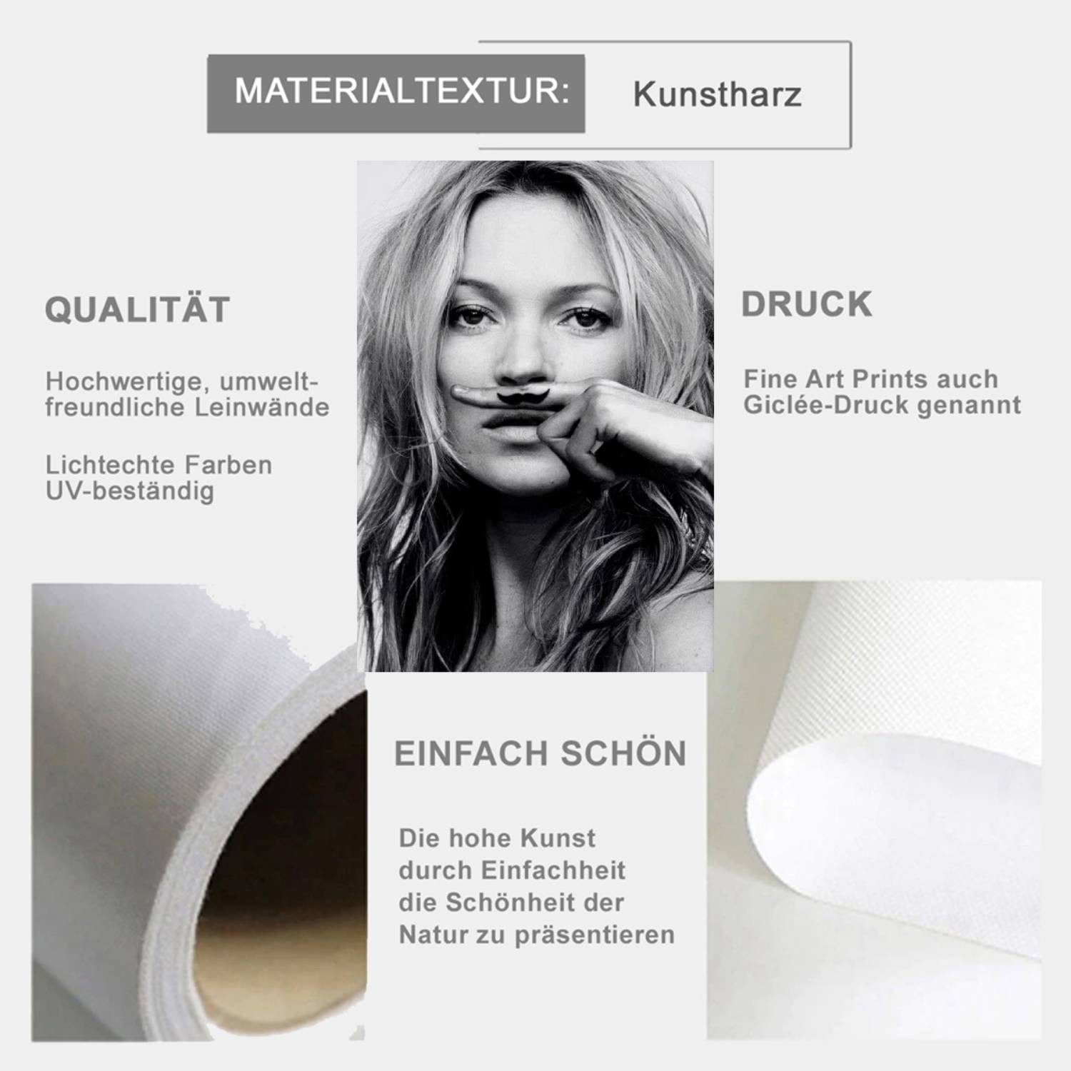 TPFLiving Kunstdruck OHNE RAHMEN, Vintage retro Fotografie - Kate Moss - Wa günstig online kaufen