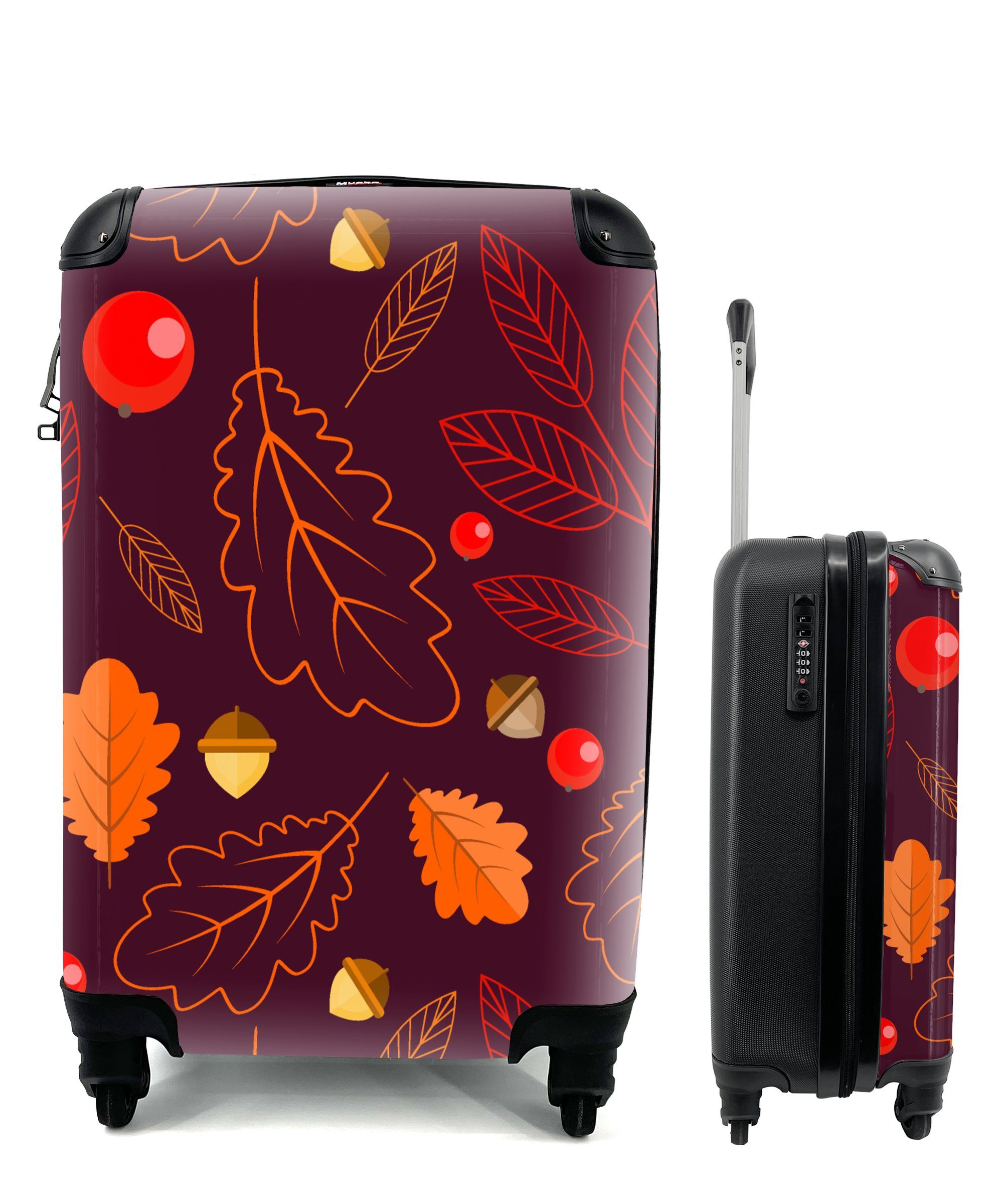 MuchoWow Handgepäckkoffer Muster - Herbst - Laub - Mädchen - Kinder - Kinder, 4 Rollen, Reisetasche mit rollen, Handgepäck für Ferien, Trolley, Reisekoffer